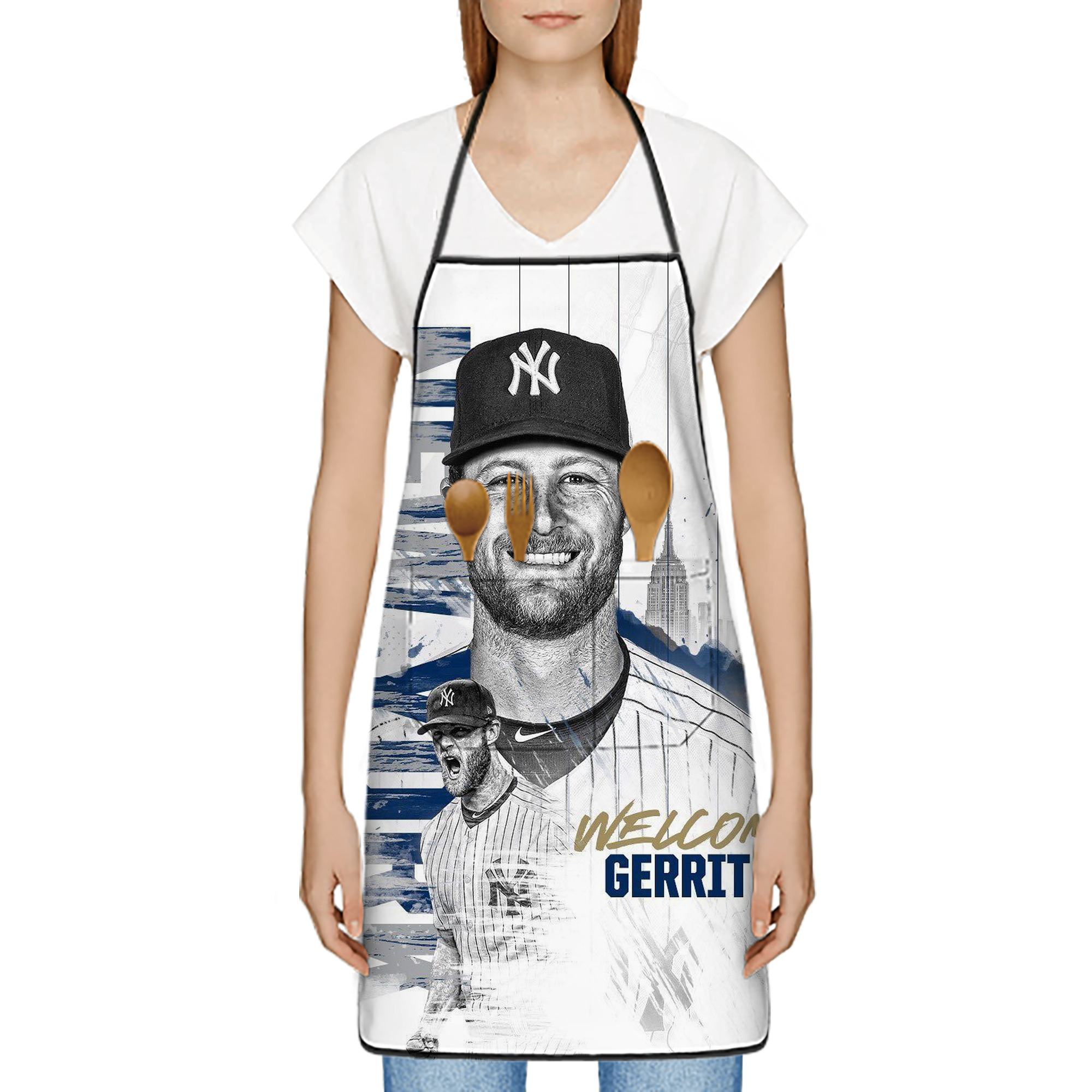 Gerrit Cole 26 Stain-Resistant Polyester Apron With Pocket – Full Print, Waterproof, Anti-Wrinkle, Anti-Pilling – Ideal For Kitchen, BBQ, Restaurant, Salon & More