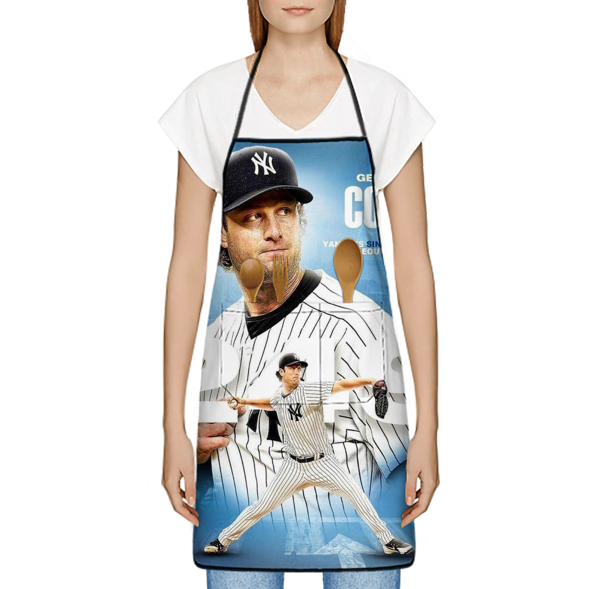Gerrit Cole 29 Stain-Resistant Polyester Apron With Pocket – Full Print, Waterproof, Anti-Wrinkle, Anti-Pilling – Ideal For Kitchen, BBQ, Restaurant, Salon & More