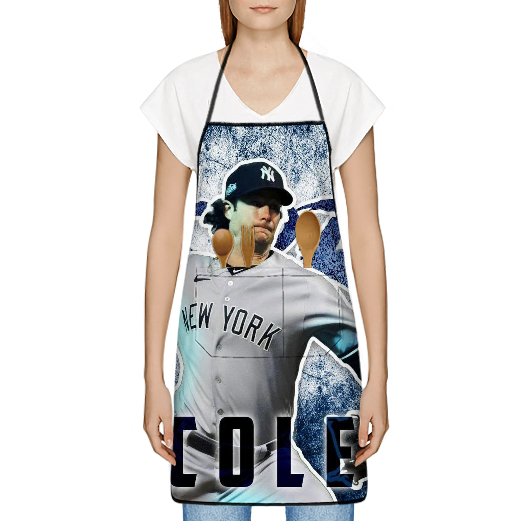 Gerrit Cole 31 Stain-Resistant Polyester Apron With Pocket – Full Print, Waterproof, Anti-Wrinkle, Anti-Pilling – Ideal For Kitchen, BBQ, Restaurant, Salon & More