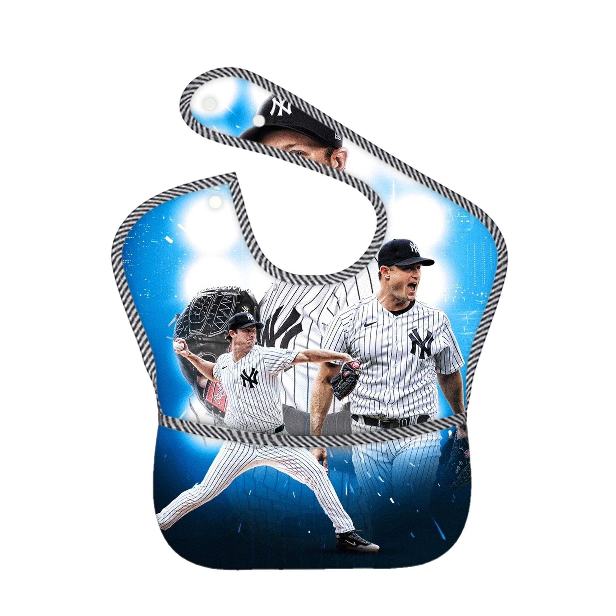 Gerrit Cole 7 Adjustable Waterproof Toddler Bib – Full-Print Durable Polyester – Foldable Crumb Pocket – Easy Snap Closure – Soft