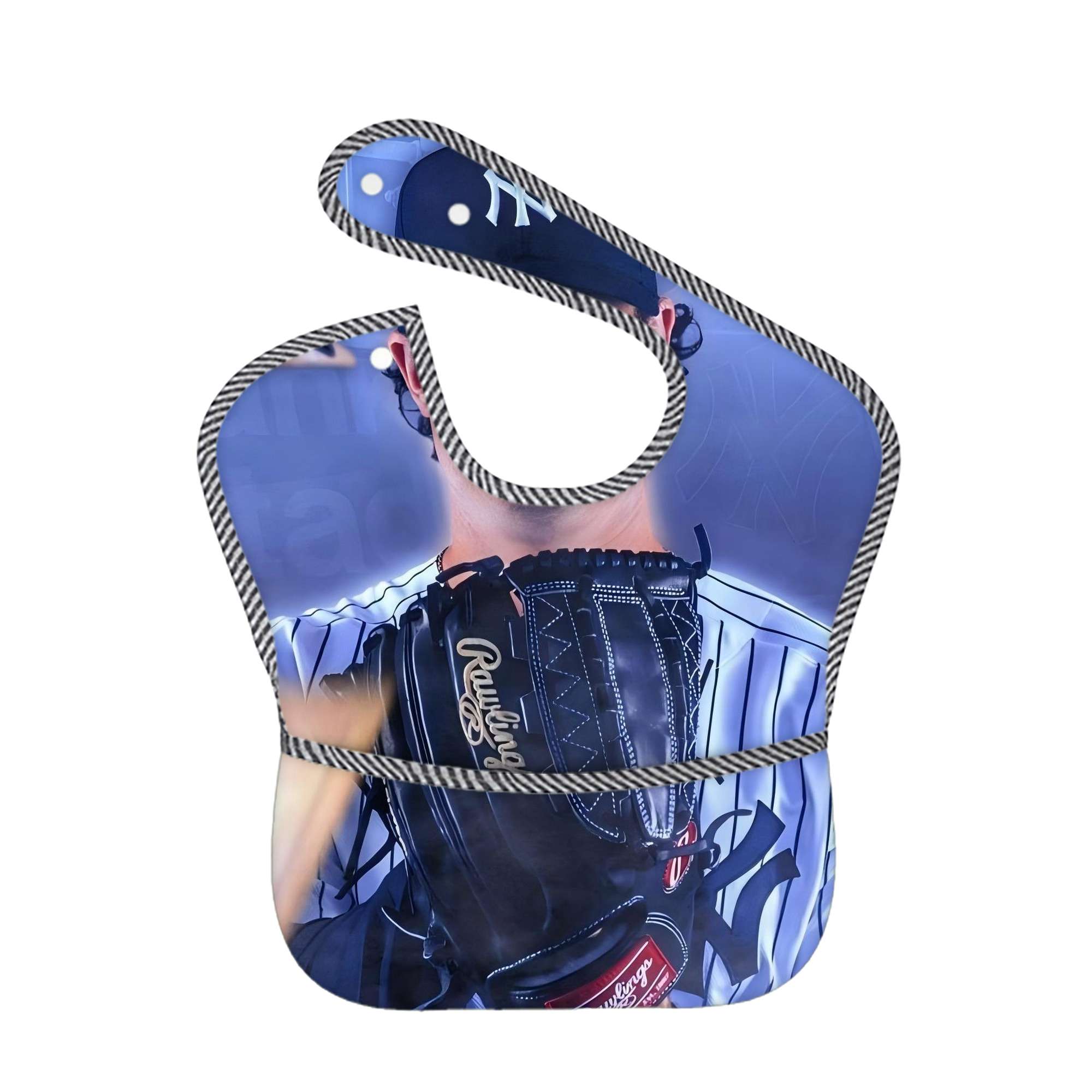 Gerrit Cole 9 Adjustable Waterproof Toddler Bib – Full-Print Durable Polyester – Foldable Crumb Pocket – Easy Snap Closure – Soft