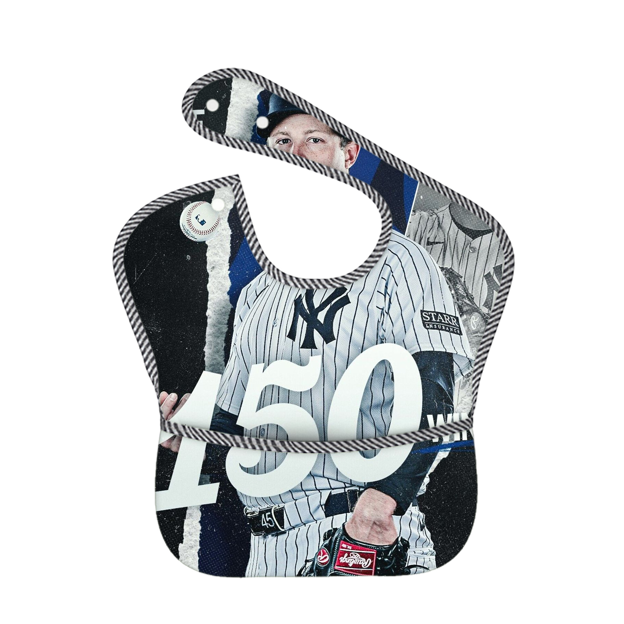 Gerrit Cole 10 Adjustable Waterproof Toddler Bib – Full-Print Durable Polyester – Foldable Crumb Pocket – Easy Snap Closure – Soft