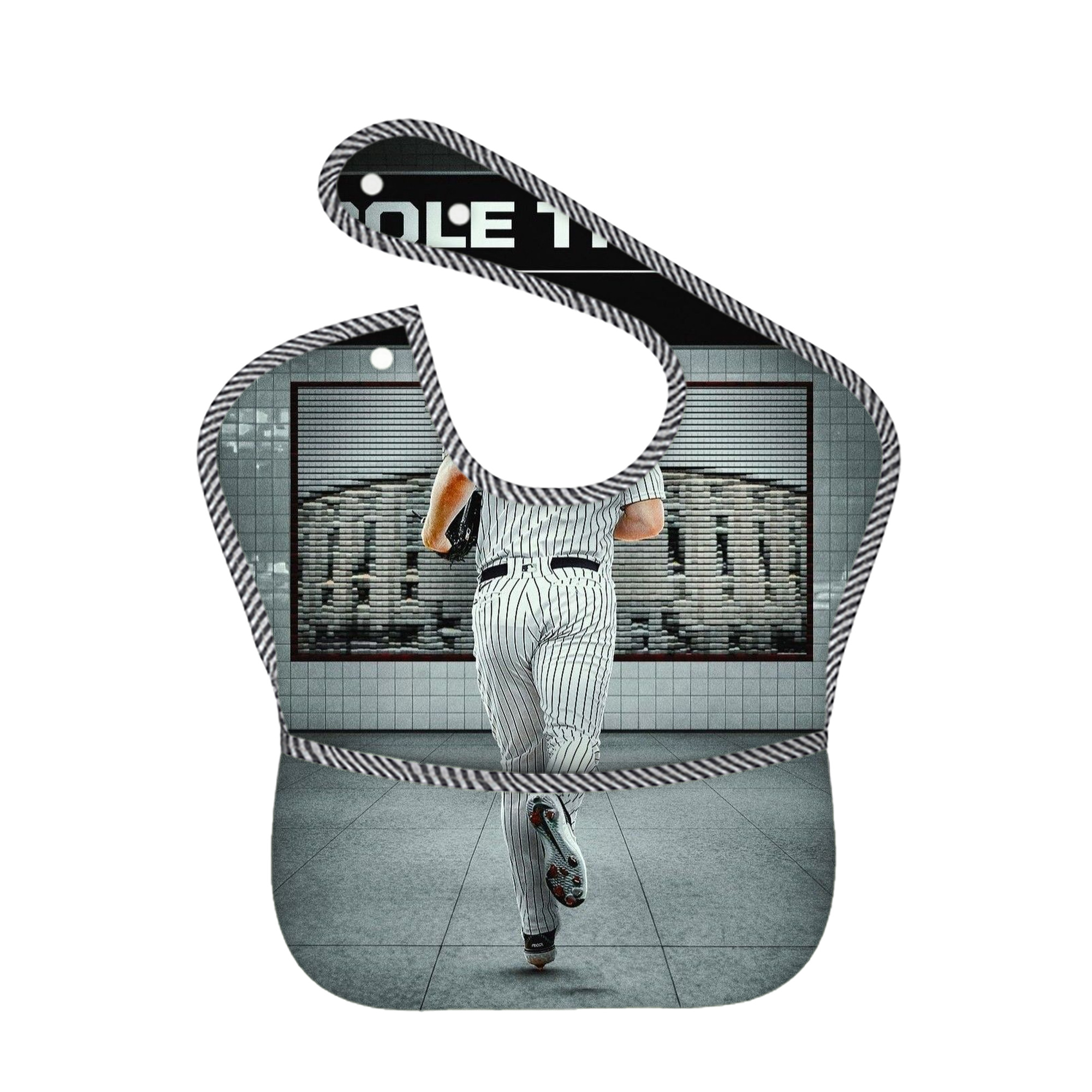 Gerrit Cole 12 Adjustable Waterproof Toddler Bib – Full-Print Durable Polyester – Foldable Crumb Pocket – Easy Snap Closure – Soft