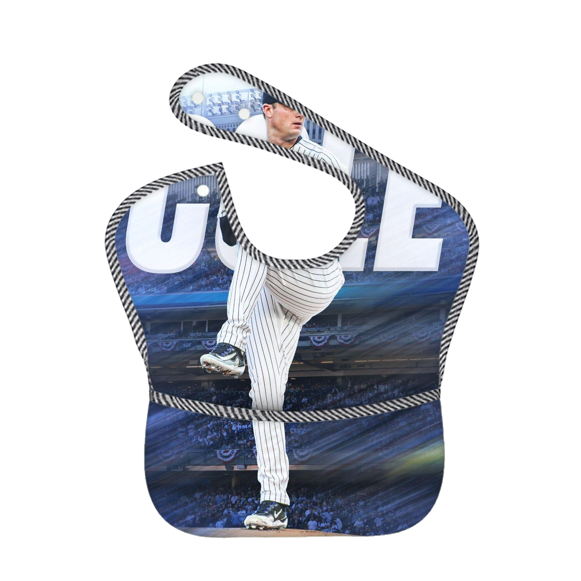 Gerrit Cole 13 Adjustable Waterproof Toddler Bib – Full-Print Durable Polyester – Foldable Crumb Pocket – Easy Snap Closure – Soft