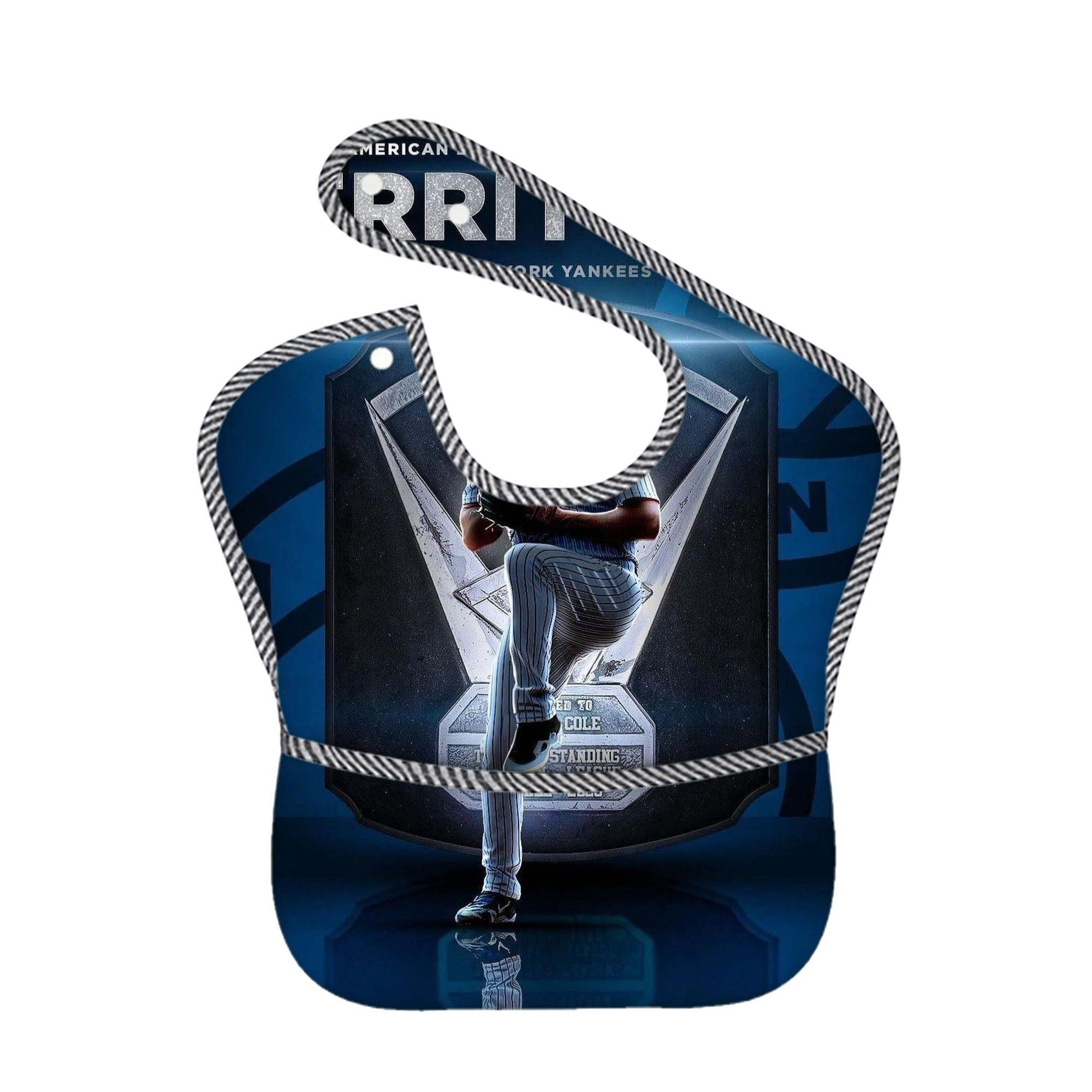 Gerrit Cole 15 Adjustable Waterproof Toddler Bib – Full-Print Durable Polyester – Foldable Crumb Pocket – Easy Snap Closure – Soft