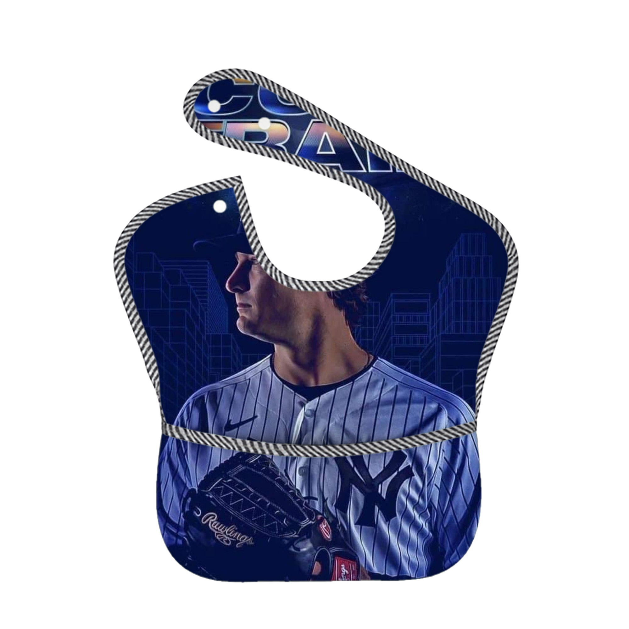 Gerrit Cole 16 Adjustable Waterproof Toddler Bib – Full-Print Durable Polyester – Foldable Crumb Pocket – Easy Snap Closure – Soft