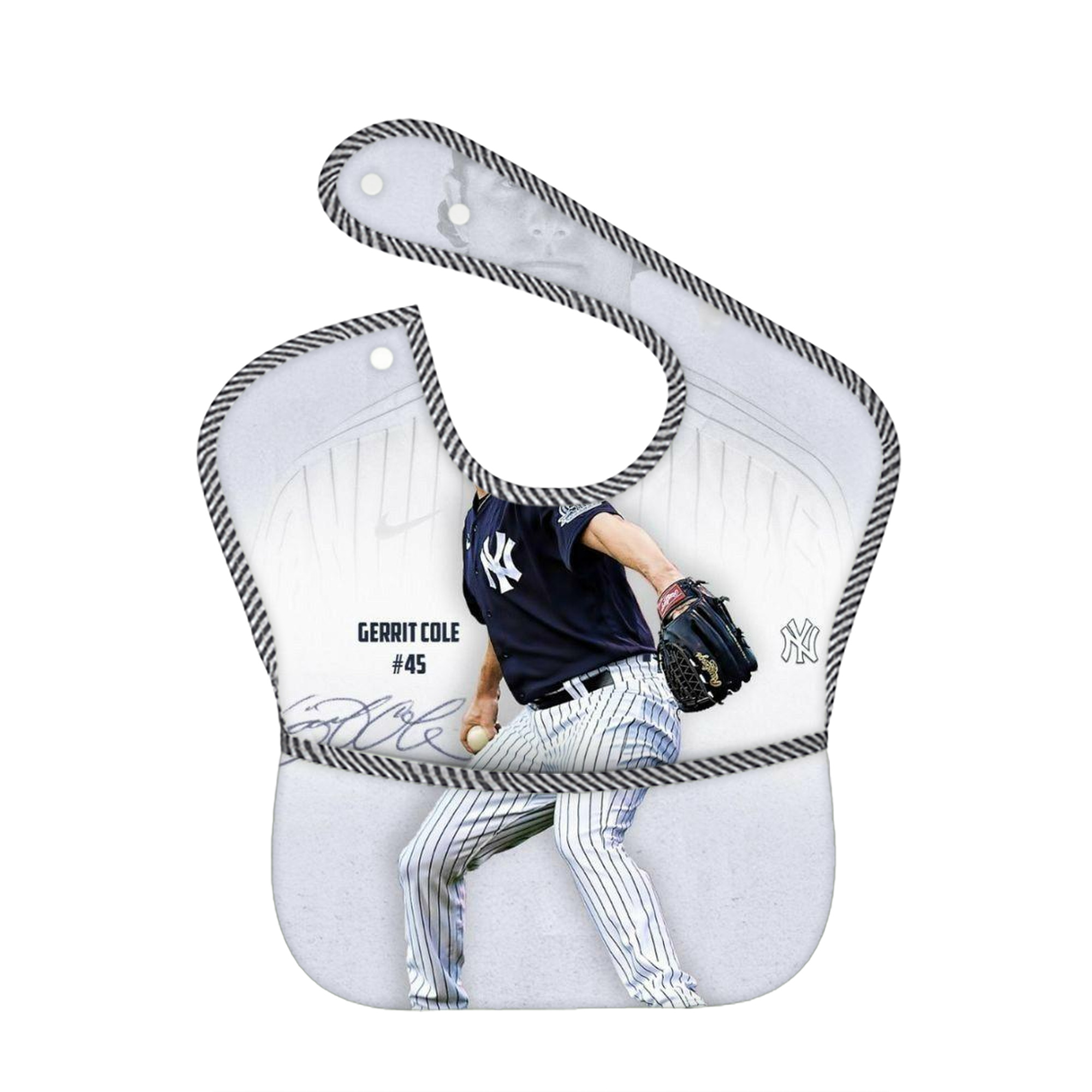 Gerrit Cole 17 Adjustable Waterproof Toddler Bib – Full-Print Durable Polyester – Foldable Crumb Pocket – Easy Snap Closure – Soft