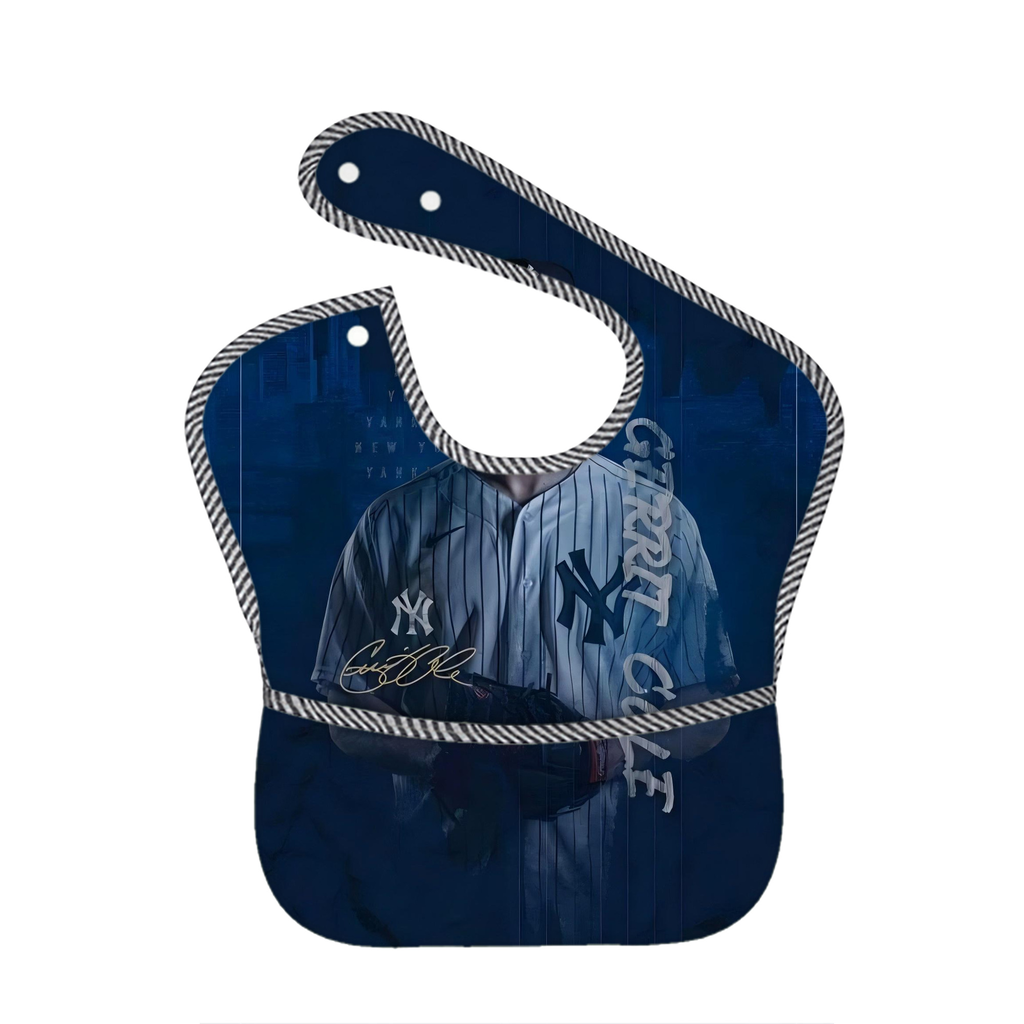 Gerrit Cole 19 Adjustable Waterproof Toddler Bib – Full-Print Durable Polyester – Foldable Crumb Pocket – Easy Snap Closure – Soft