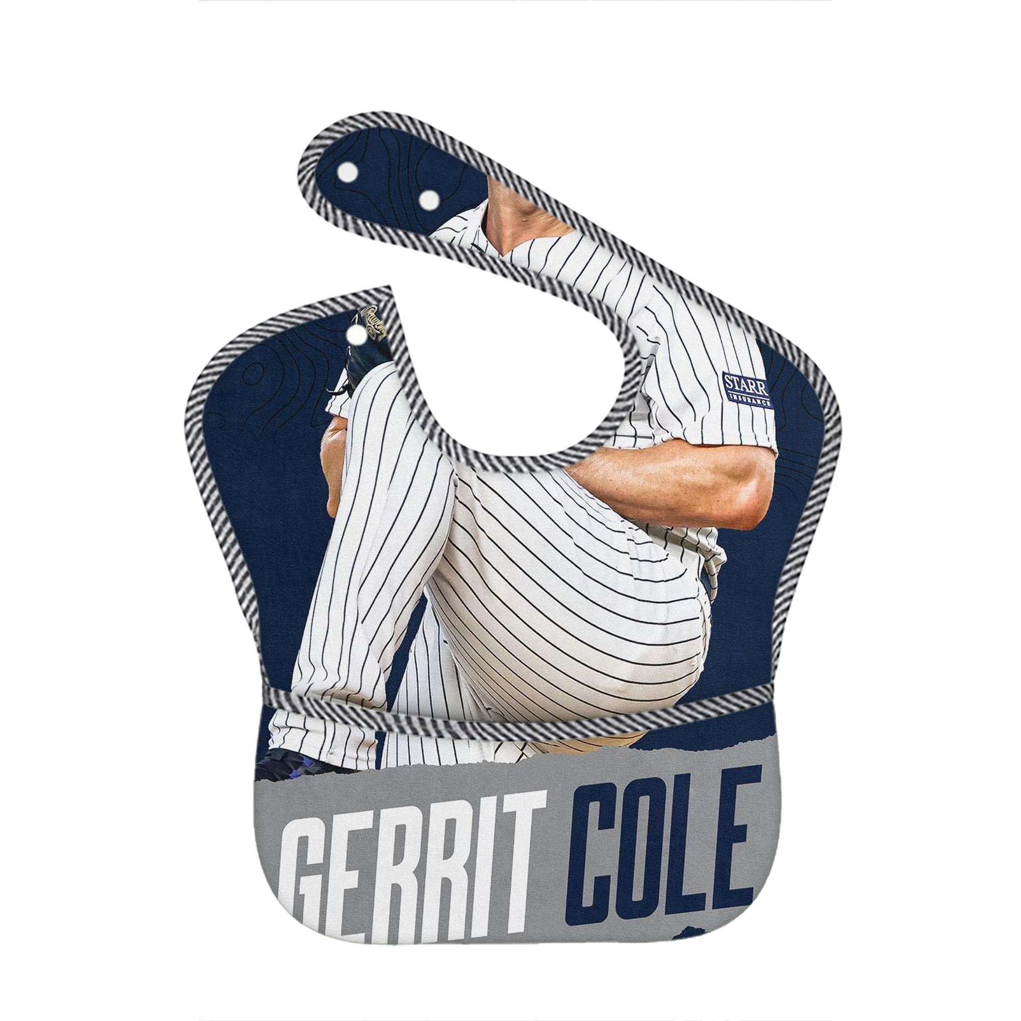 Gerrit Cole 22 Adjustable Waterproof Toddler Bib – Full-Print Durable Polyester – Foldable Crumb Pocket – Easy Snap Closure – Soft