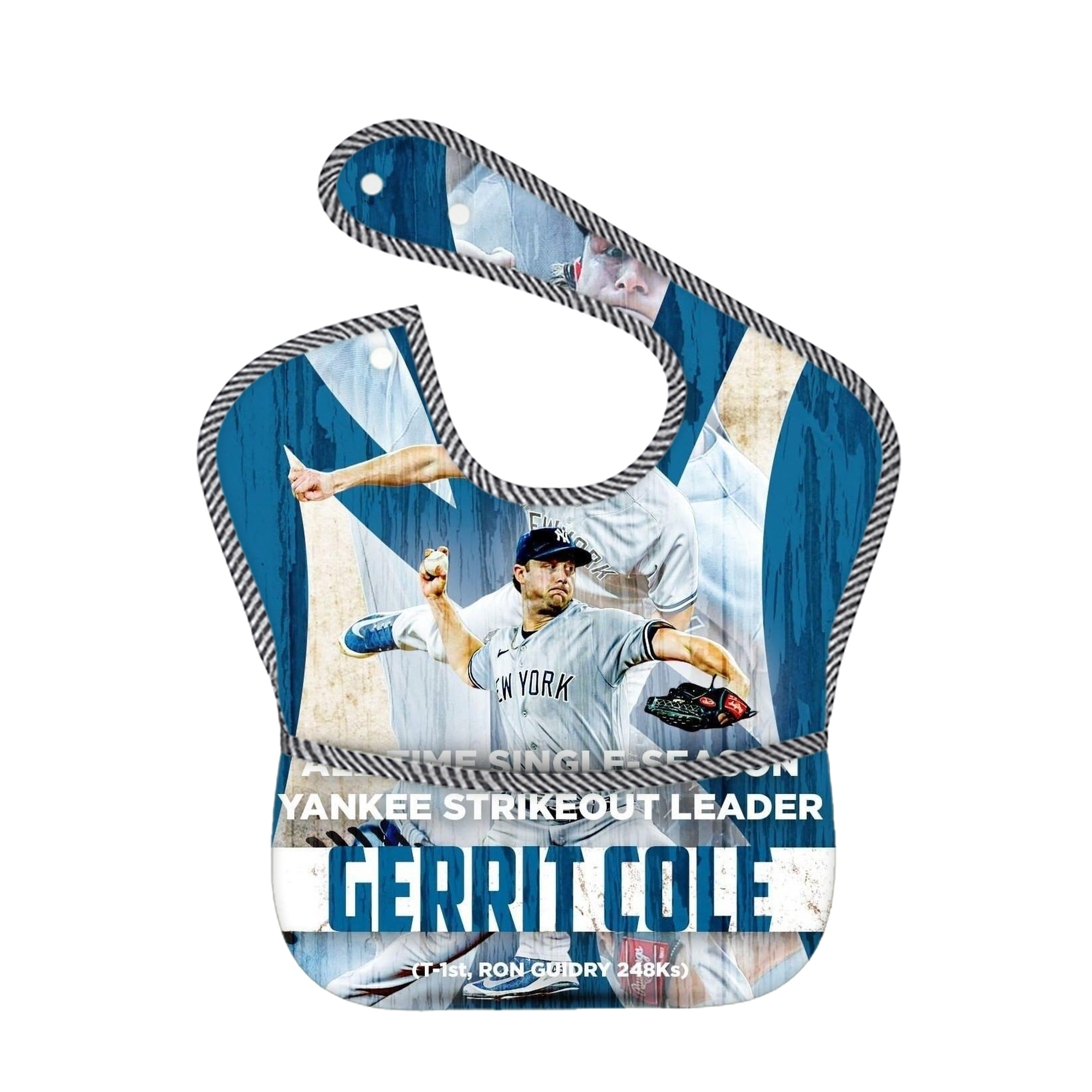 Gerrit Cole 25 Adjustable Waterproof Toddler Bib – Full-Print Durable Polyester – Foldable Crumb Pocket – Easy Snap Closure – Soft