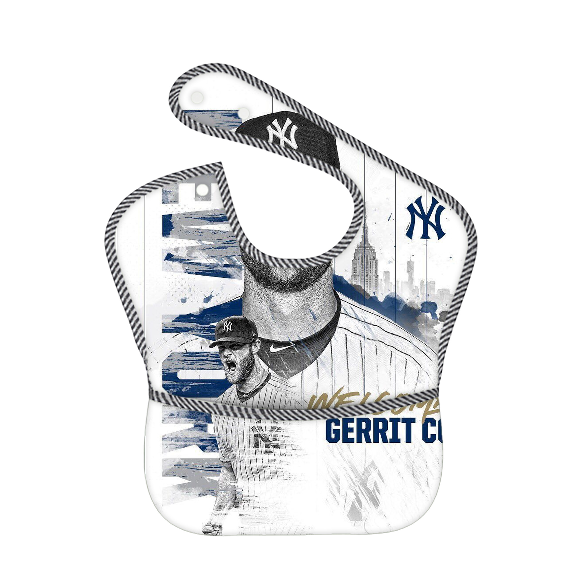 Gerrit Cole 26 Adjustable Waterproof Toddler Bib – Full-Print Durable Polyester – Foldable Crumb Pocket – Easy Snap Closure – Soft