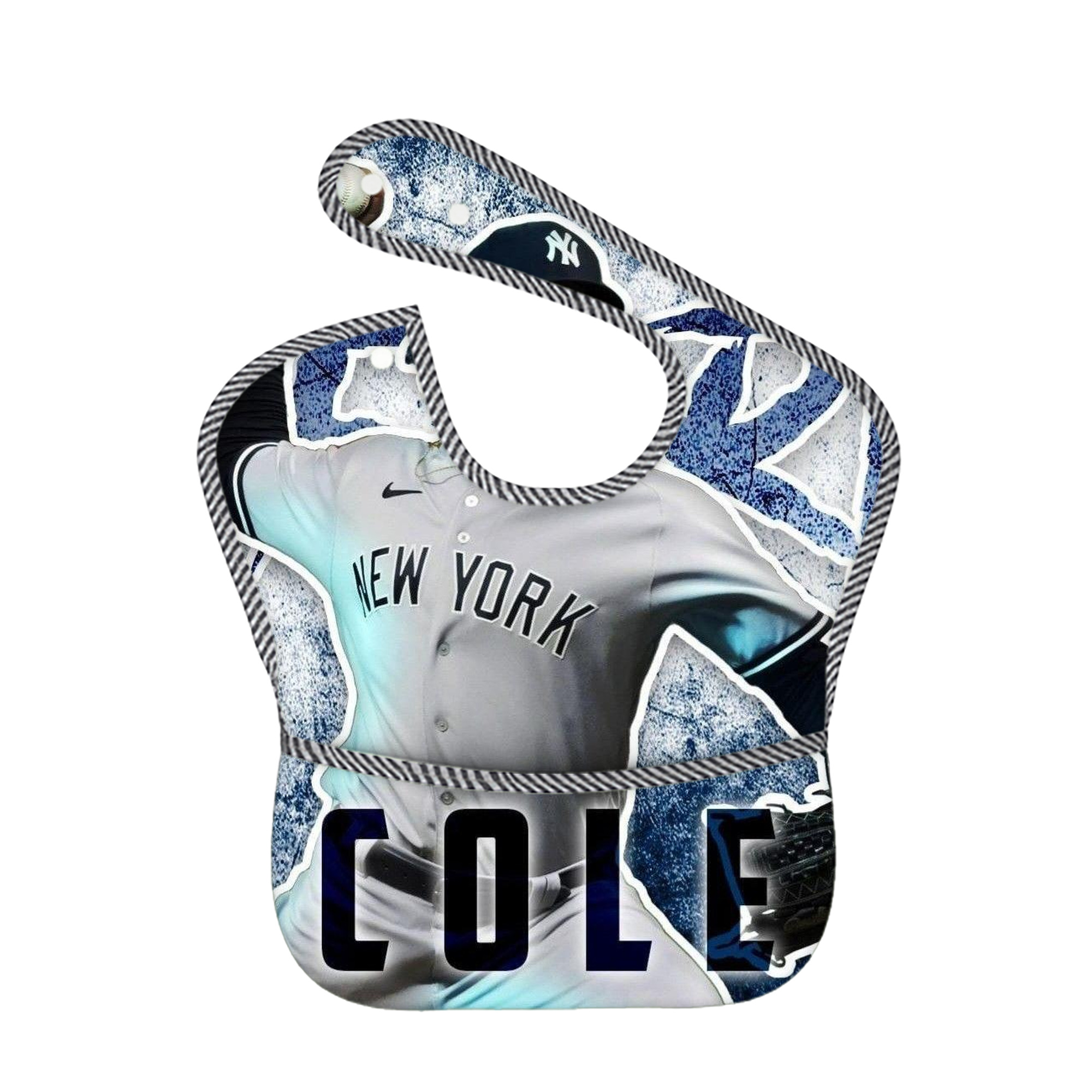 Gerrit Cole 31 Adjustable Waterproof Toddler Bib – Full-Print Durable Polyester – Foldable Crumb Pocket – Easy Snap Closure – Soft