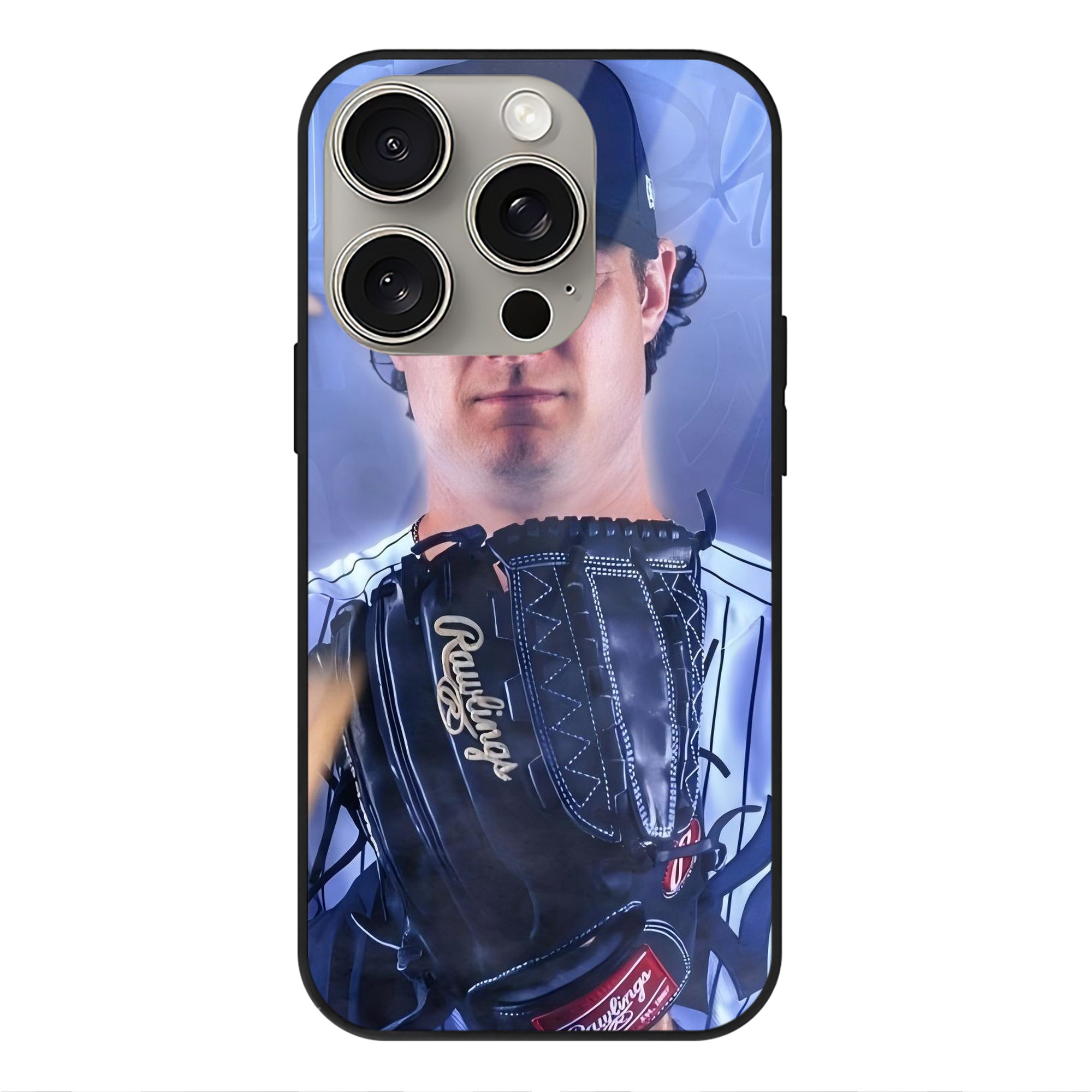 Gerrit Cole 9 IPhone 15 Pro Mirror Phone Case – UV Printed Glass + TPU – Scratch-Resistant, Wireless Charging Compatible, Precise Fit & Stylish Design