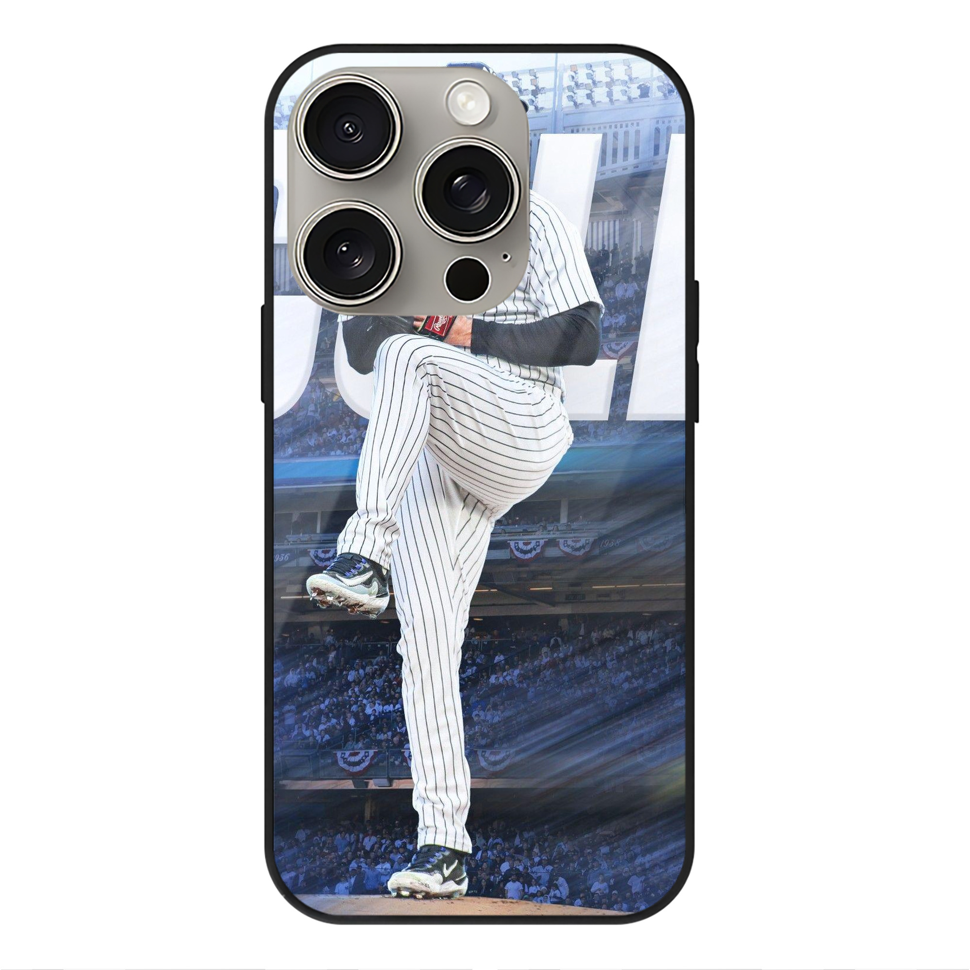 Gerrit Cole 13 IPhone 15 Pro Mirror Phone Case – UV Printed Glass + TPU – Scratch-Resistant, Wireless Charging Compatible, Precise Fit & Stylish Design