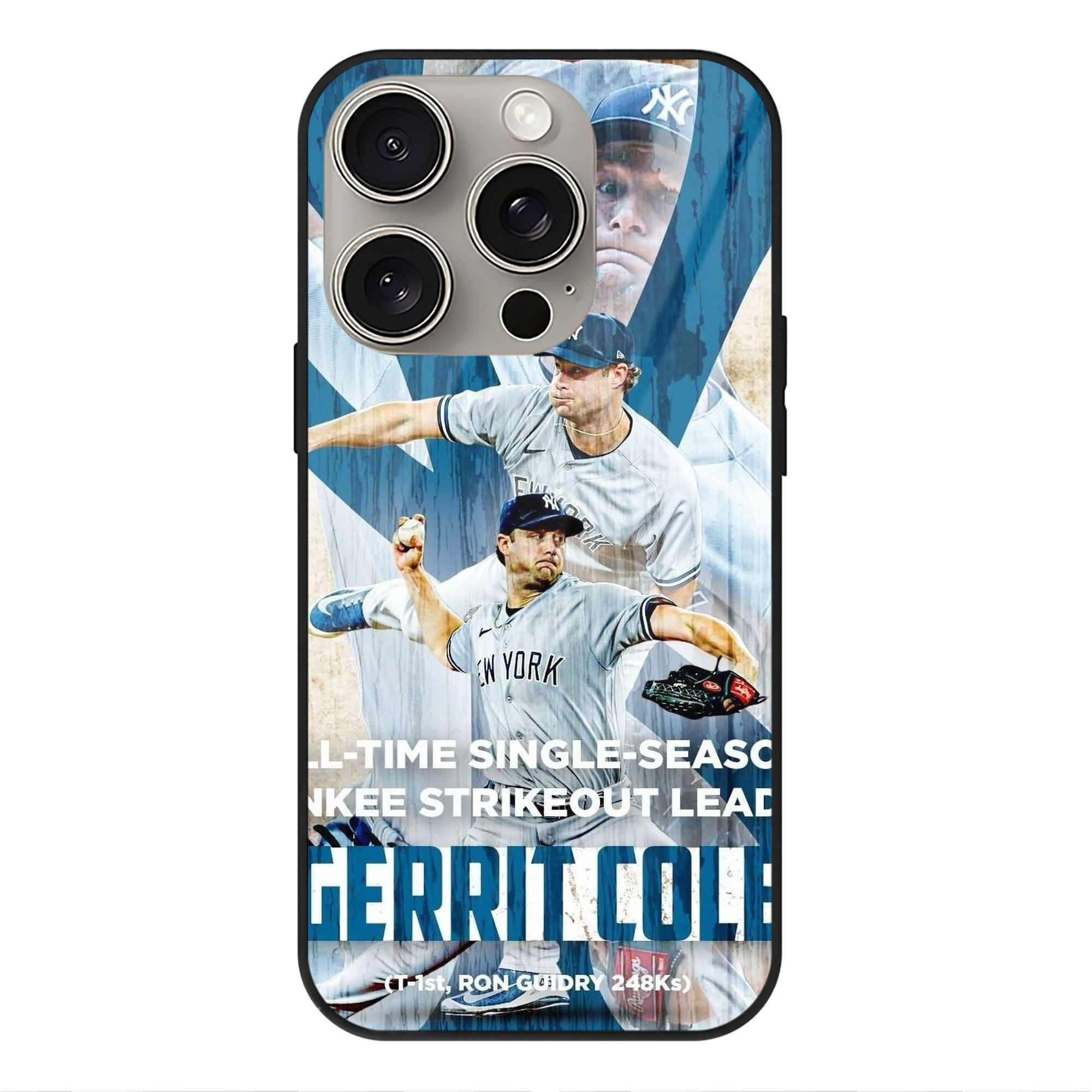 Gerrit Cole 25 IPhone 15 Pro Mirror Phone Case – UV Printed Glass + TPU – Scratch-Resistant, Wireless Charging Compatible, Precise Fit & Stylish Design