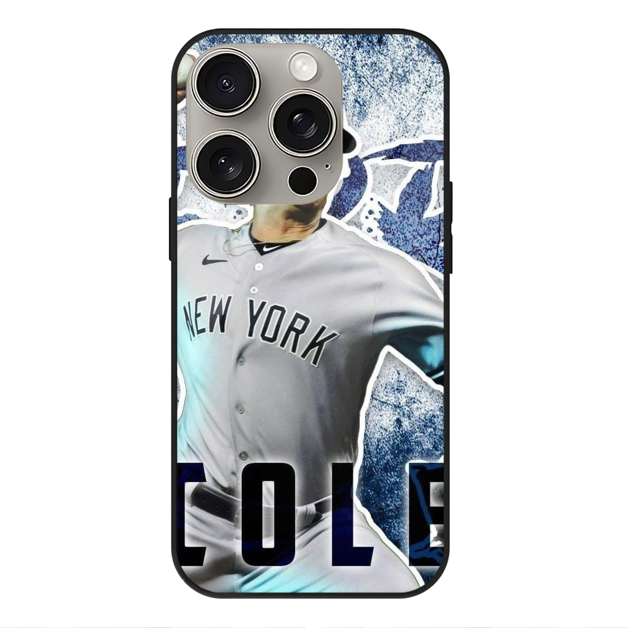 Gerrit Cole 31 IPhone 15 Pro Mirror Phone Case – UV Printed Glass + TPU – Scratch-Resistant, Wireless Charging Compatible, Precise Fit & Stylish Design