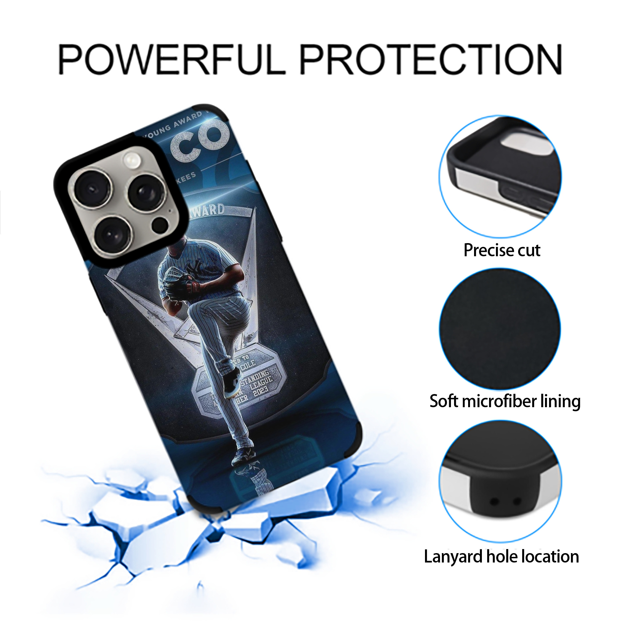 Gerrit Cole 15 IPhone 15 Pro Max PU Leather Case – Soft Lining, 360° Protection – Precise Fit, 3D Buttons, Easy Charging – Anti-Yellowing, Easy To Clean