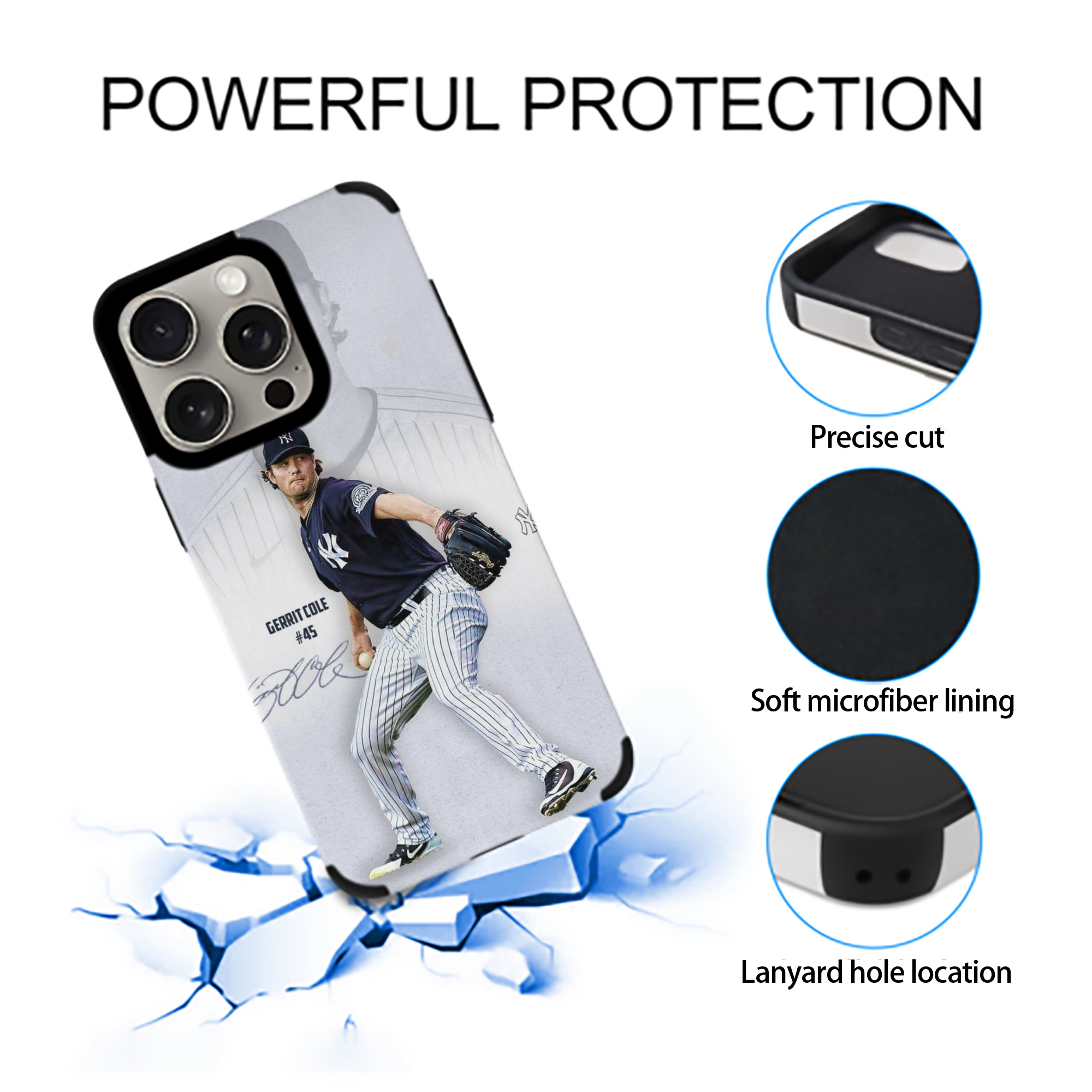 Gerrit Cole 17 IPhone 15 Pro Max PU Leather Case – Soft Lining, 360° Protection – Precise Fit, 3D Buttons, Easy Charging – Anti-Yellowing, Easy To Clean