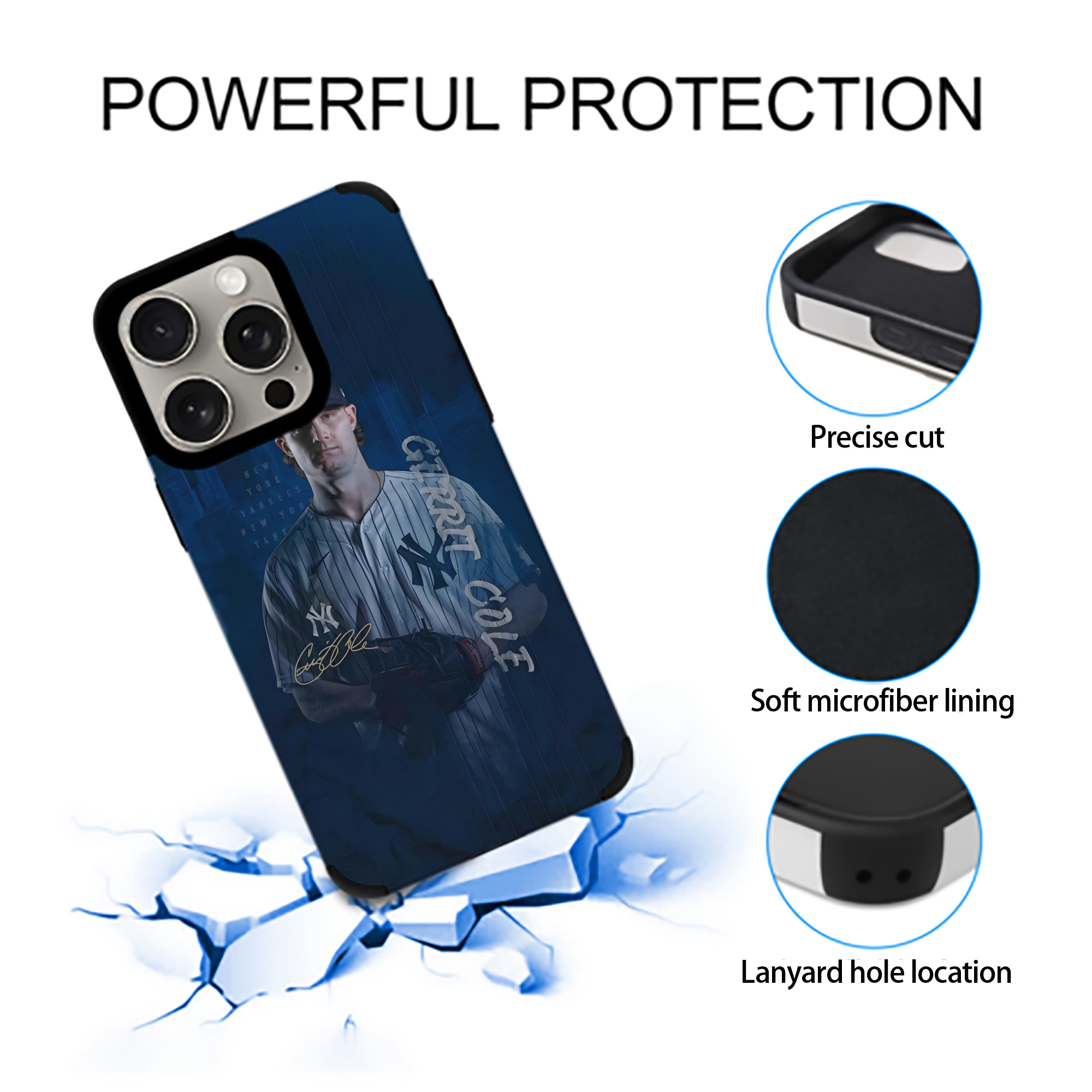 Gerrit Cole 19 IPhone 15 Pro Max PU Leather Case – Soft Lining, 360° Protection – Precise Fit, 3D Buttons, Easy Charging – Anti-Yellowing, Easy To Clean