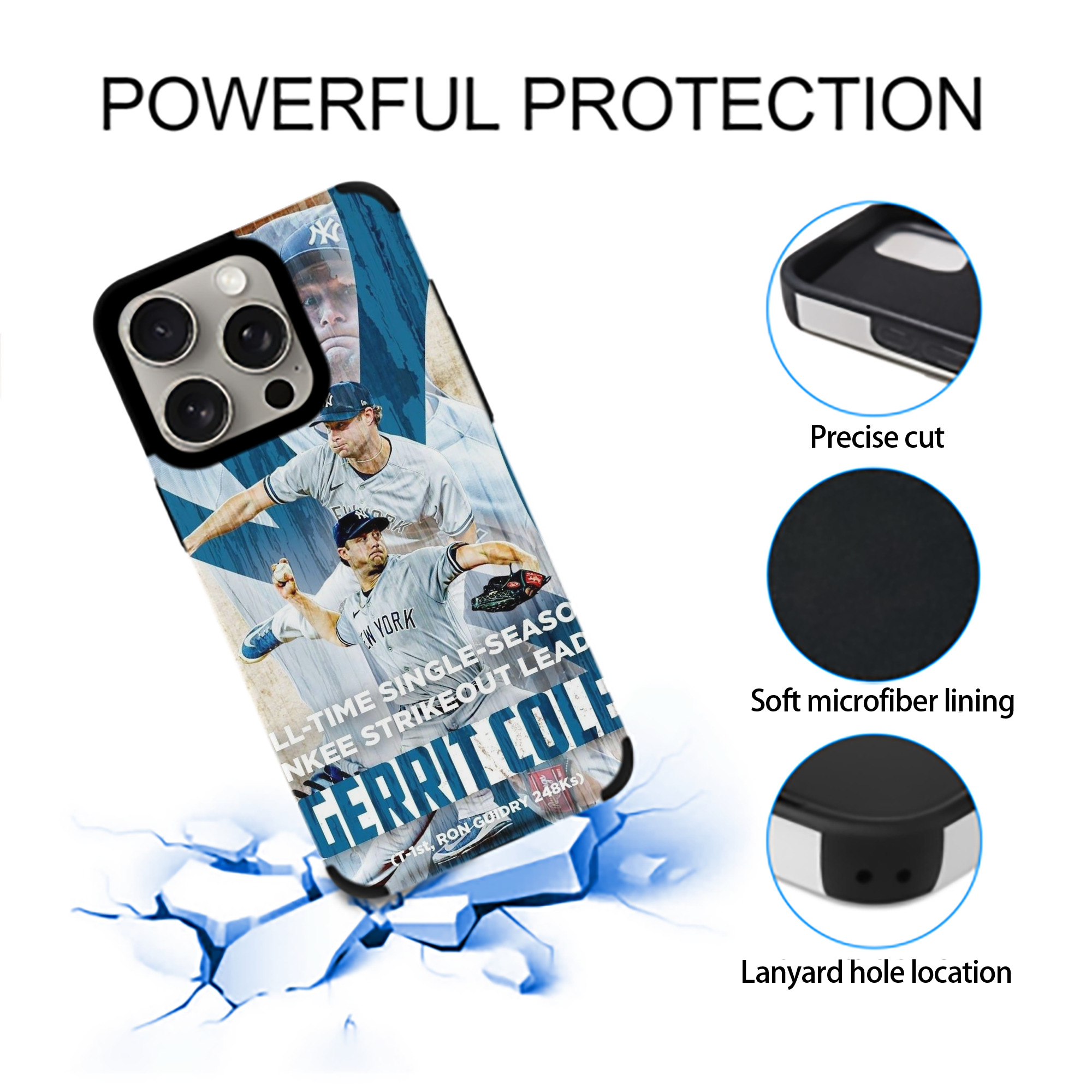 Gerrit Cole 25 IPhone 15 Pro Max PU Leather Case – Soft Lining, 360° Protection – Precise Fit, 3D Buttons, Easy Charging – Anti-Yellowing, Easy To Clean