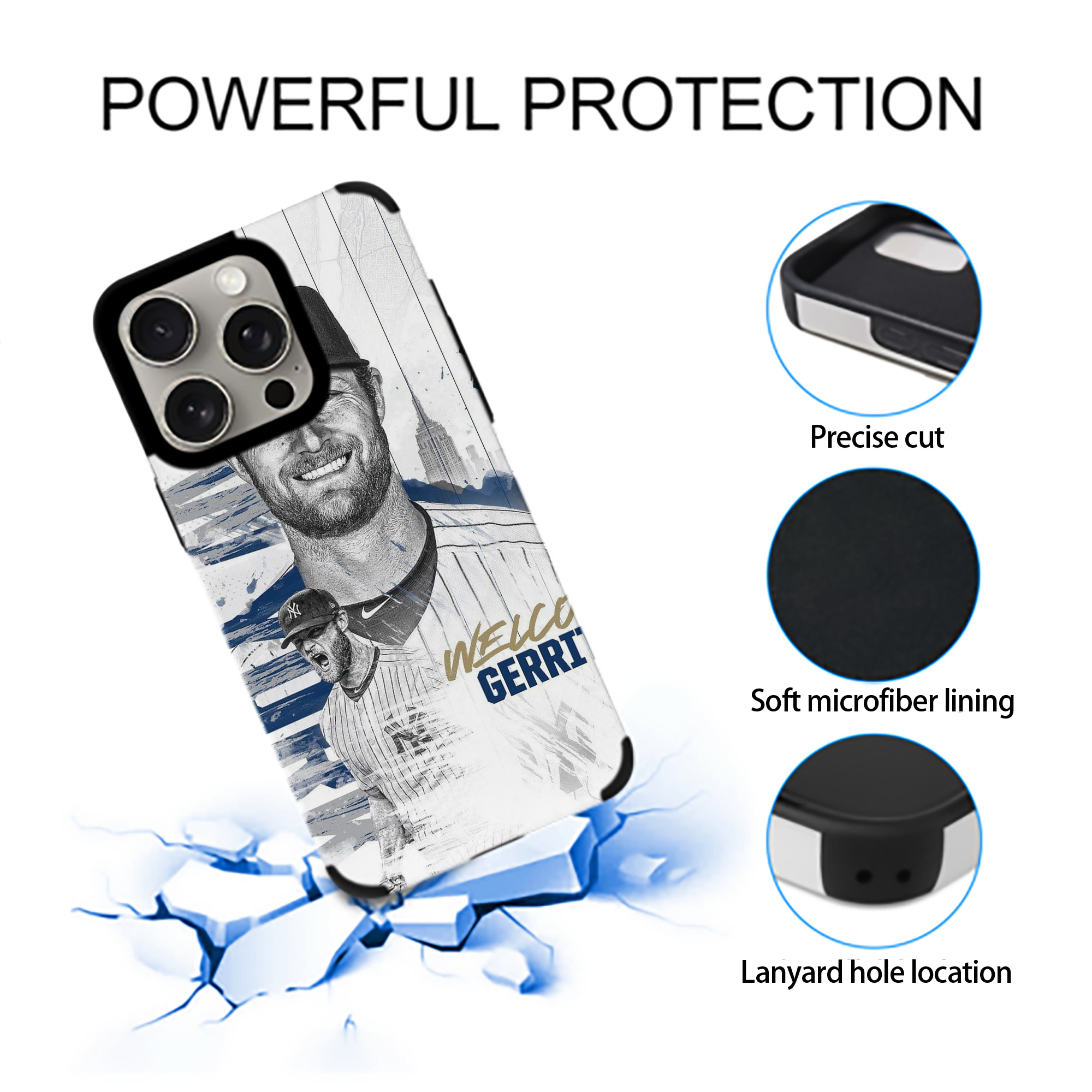 Gerrit Cole 26 IPhone 15 Pro Max PU Leather Case – Soft Lining, 360° Protection – Precise Fit, 3D Buttons, Easy Charging – Anti-Yellowing, Easy To Clean