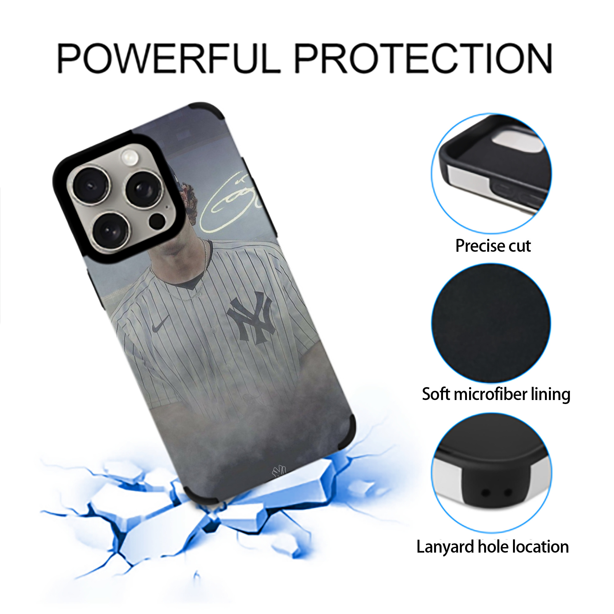 Gerrit Cole 27 IPhone 15 Pro Max PU Leather Case – Soft Lining, 360° Protection – Precise Fit, 3D Buttons, Easy Charging – Anti-Yellowing, Easy To Clean