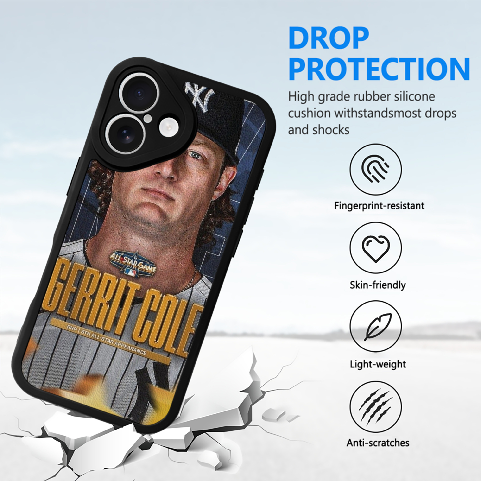 Gerrit Cole 5 IPhone 16 Silicone Leather Case – UV Print, Lambskin Texture – Perfect Fit, Wireless Charging Compatible, Scratch Resistant, Precise Cutouts – Stylish Protection For IPhone 16