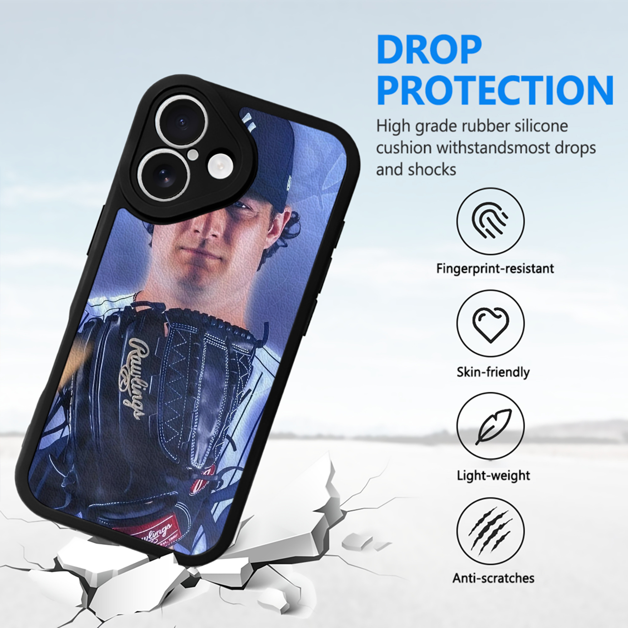 Gerrit Cole 9 IPhone 16 Silicone Leather Case – UV Print, Lambskin Texture – Perfect Fit, Wireless Charging Compatible, Scratch Resistant, Precise Cutouts – Stylish Protection For IPhone 16