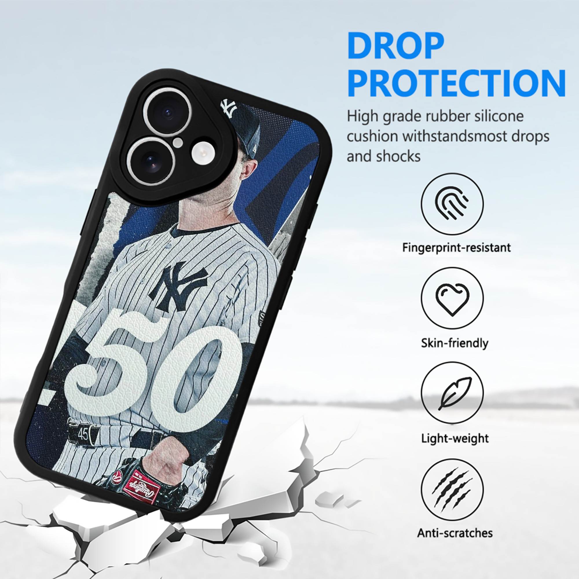 Gerrit Cole 10 IPhone 16 Silicone Leather Case – UV Print, Lambskin Texture – Perfect Fit, Wireless Charging Compatible, Scratch Resistant, Precise Cutouts – Stylish Protection For IPhone 16