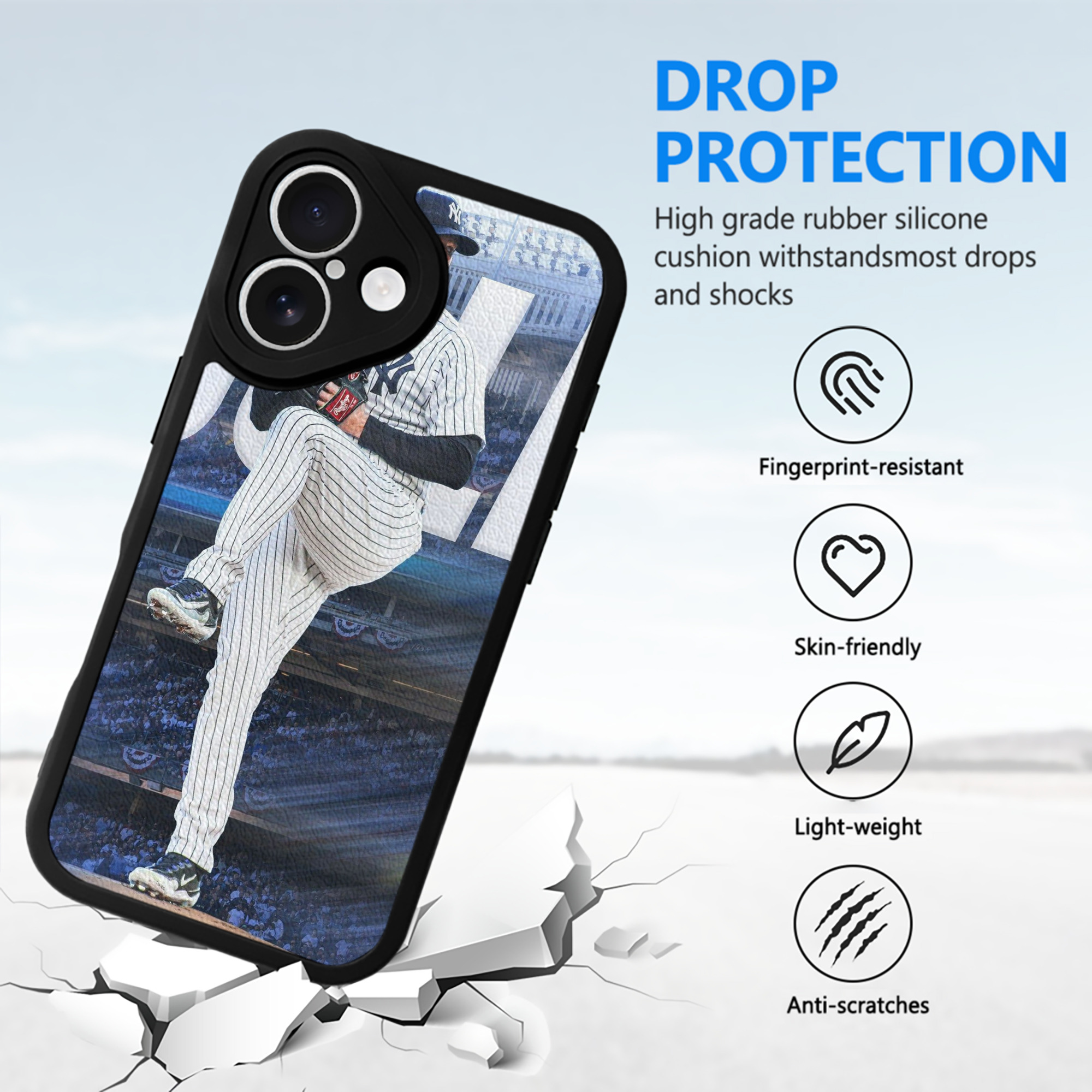 Gerrit Cole 13 IPhone 16 Silicone Leather Case – UV Print, Lambskin Texture – Perfect Fit, Wireless Charging Compatible, Scratch Resistant, Precise Cutouts – Stylish Protection For IPhone 16