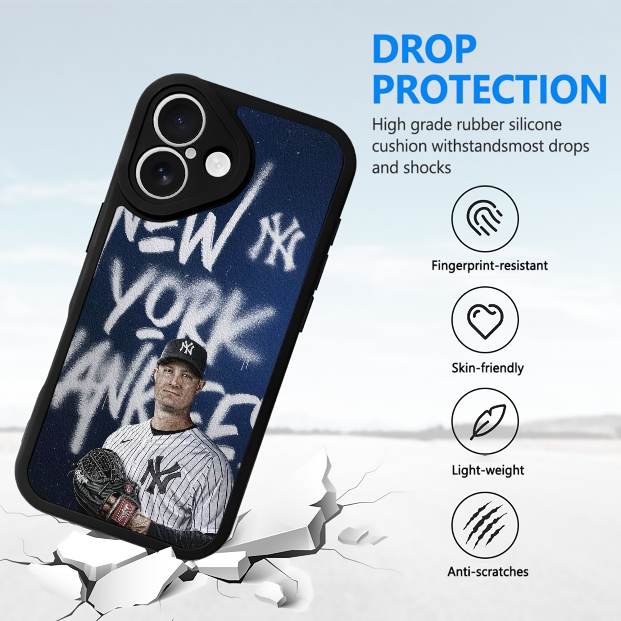 Gerrit Cole 18 IPhone 16 Silicone Leather Case – UV Print, Lambskin Texture – Perfect Fit, Wireless Charging Compatible, Scratch Resistant, Precise Cutouts – Stylish Protection For IPhone 16