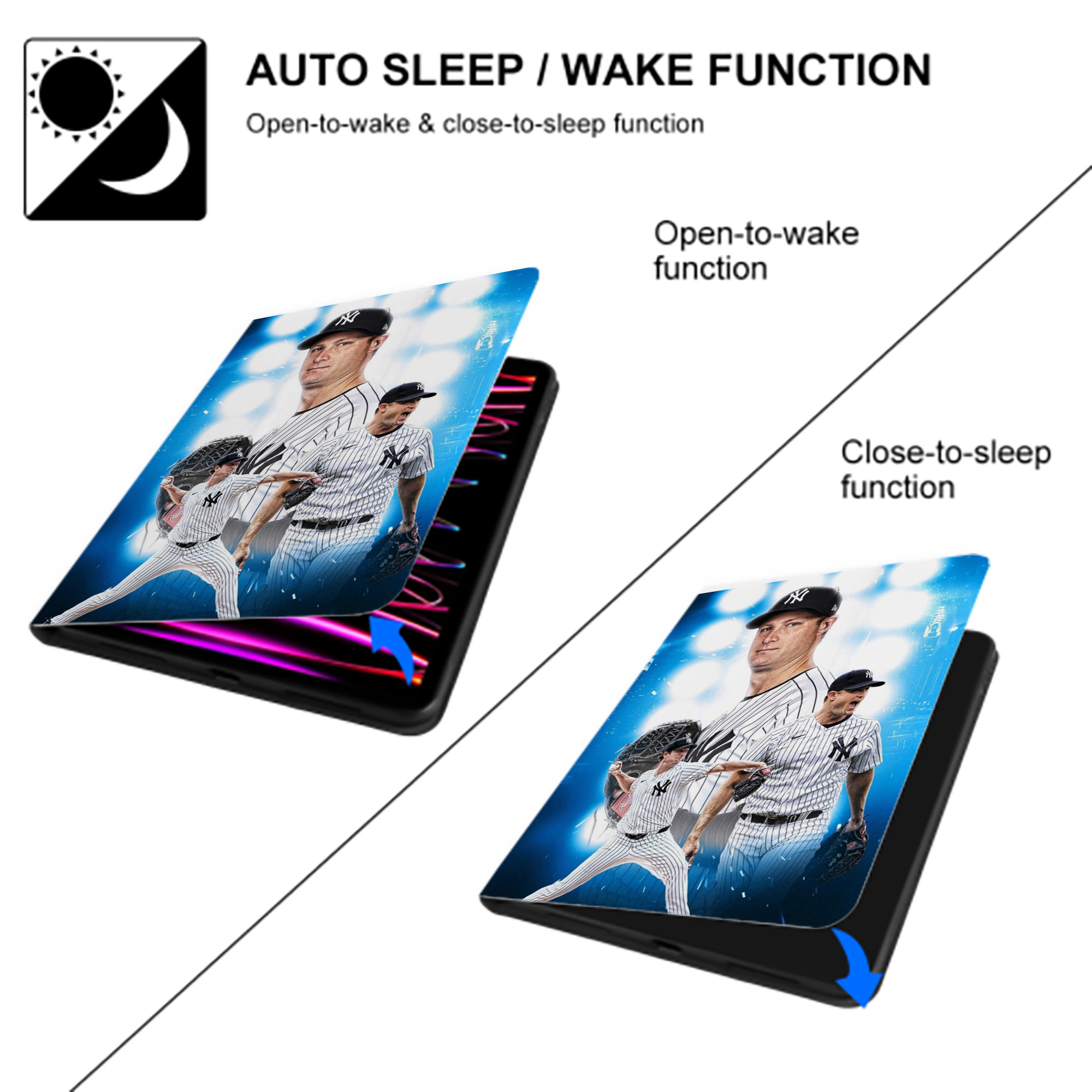 Gerrit Cole 7 Premium Tri-Fold PU Leather & Silicone IPad Case With Pencil Slot – Fits 9.5,10.5,10.9 – Adjustable Stand, Slim, Protective