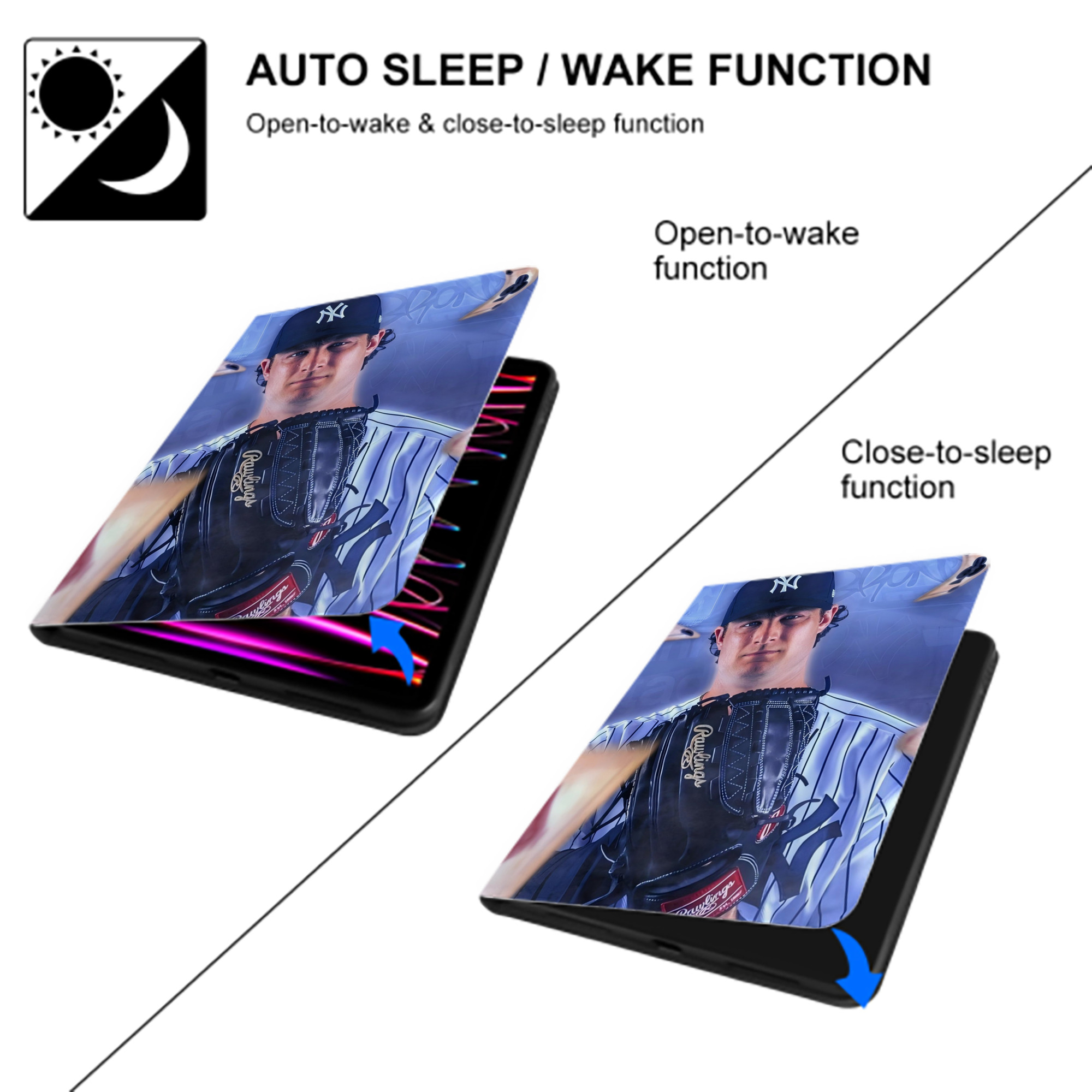 Gerrit Cole 9 Premium Tri-Fold PU Leather & Silicone IPad Case With Pencil Slot – Fits 9.5,10.5,10.9 – Adjustable Stand, Slim, Protective