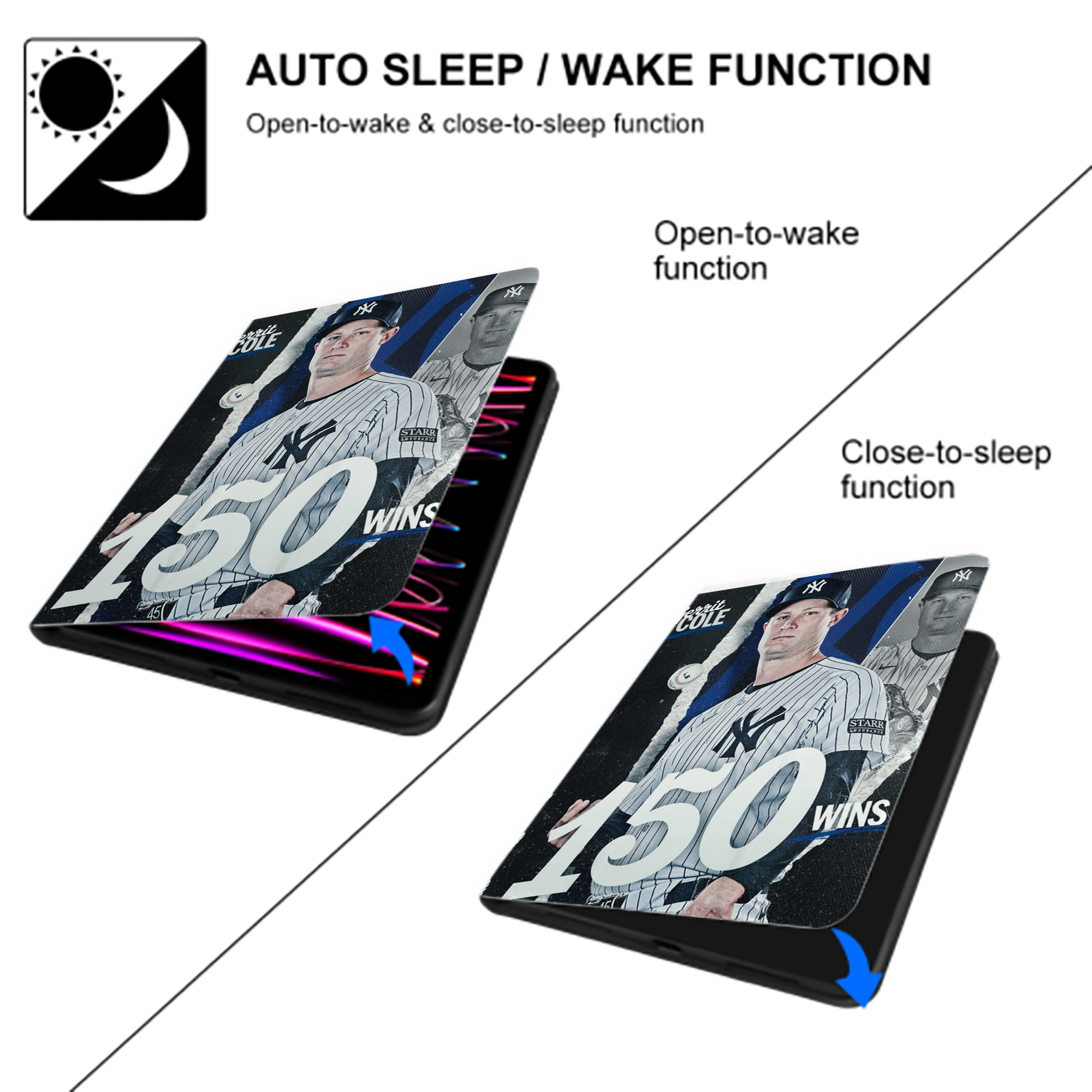 Gerrit Cole 10 Premium Tri-Fold PU Leather & Silicone IPad Case With Pencil Slot – Fits 9.5,10.5,10.9 – Adjustable Stand, Slim, Protective