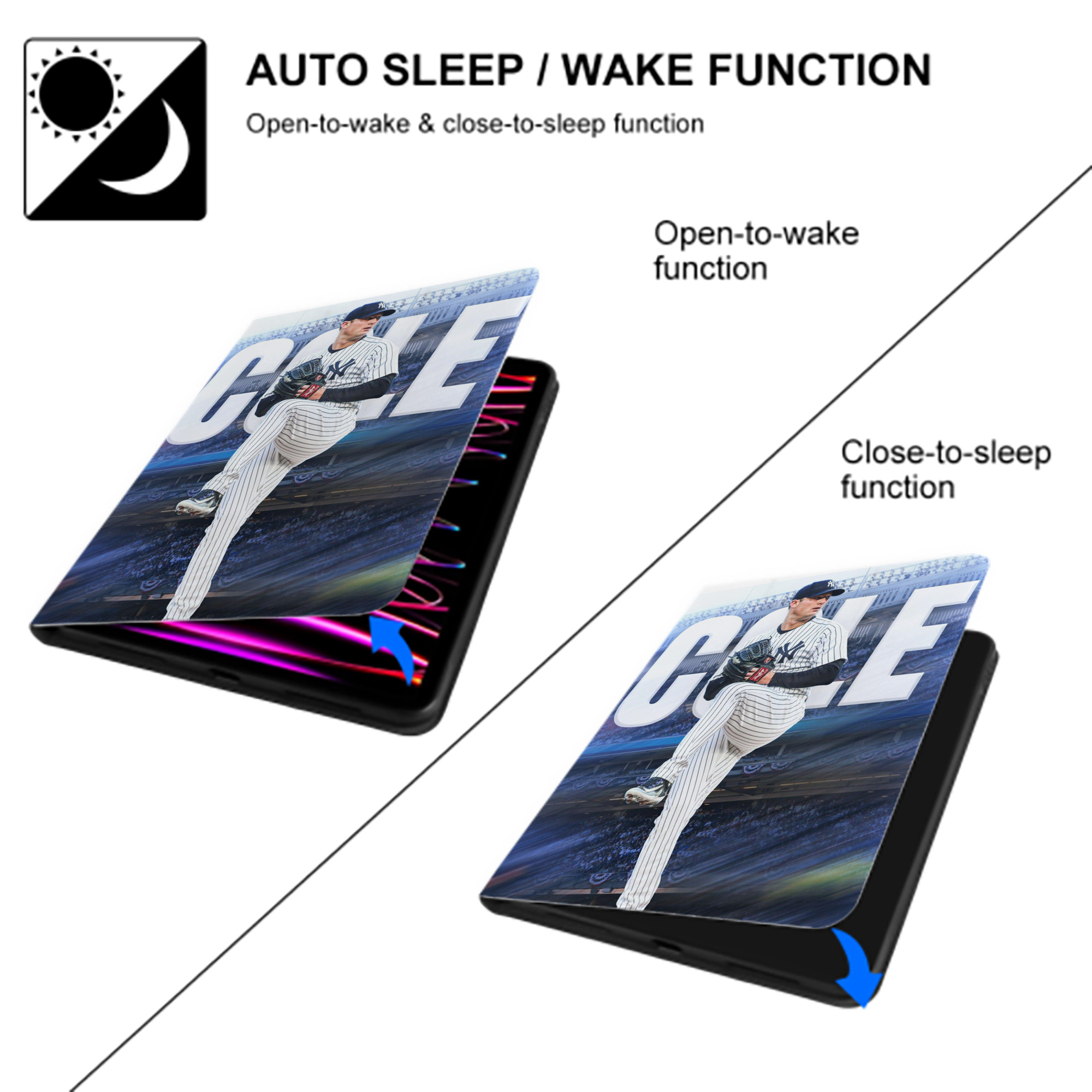 Gerrit Cole 13 Premium Tri-Fold PU Leather & Silicone IPad Case With Pencil Slot – Fits 9.5,10.5,10.9 – Adjustable Stand, Slim, Protective