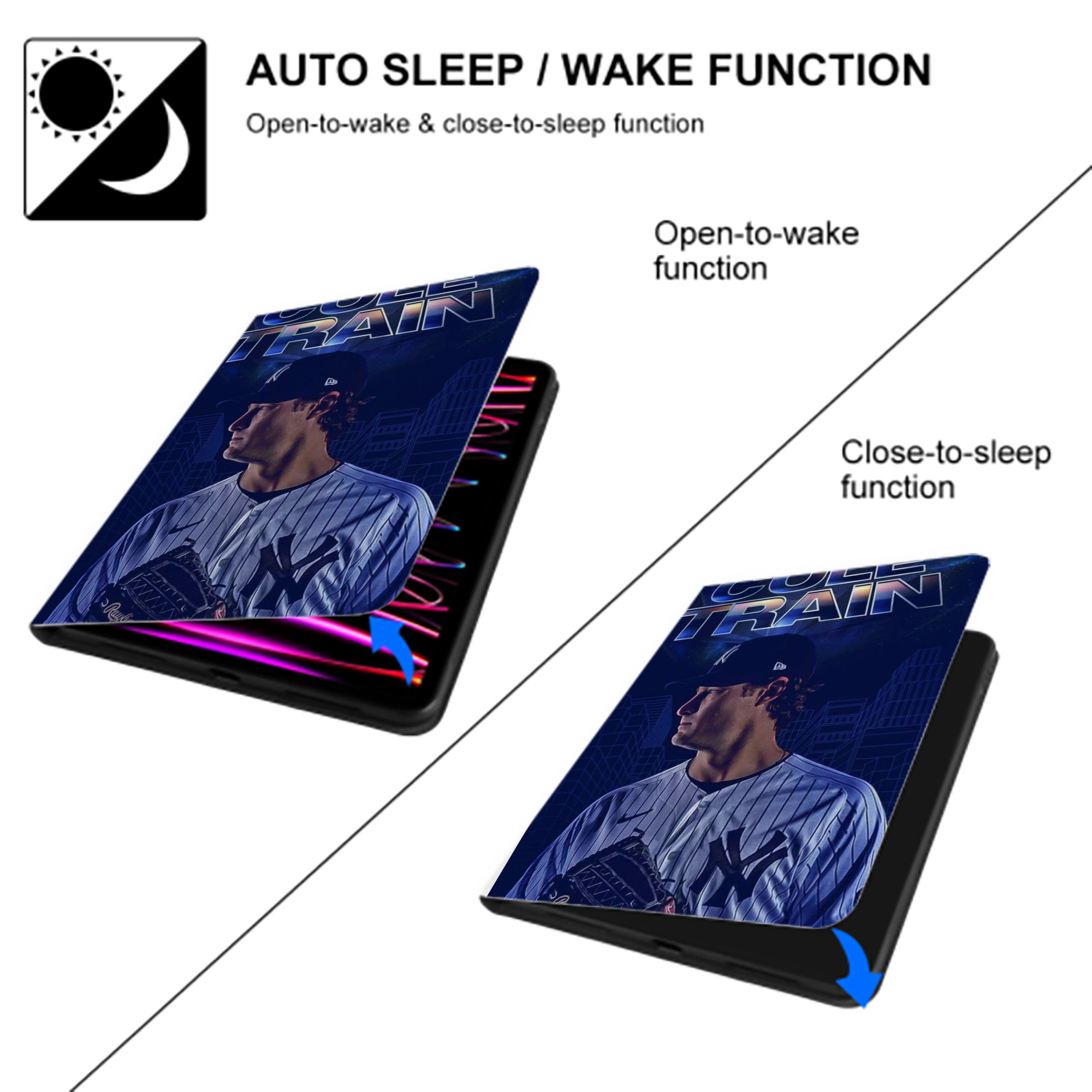 Gerrit Cole 16 Premium Tri-Fold PU Leather & Silicone IPad Case With Pencil Slot – Fits 9.5,10.5,10.9 – Adjustable Stand, Slim, Protective