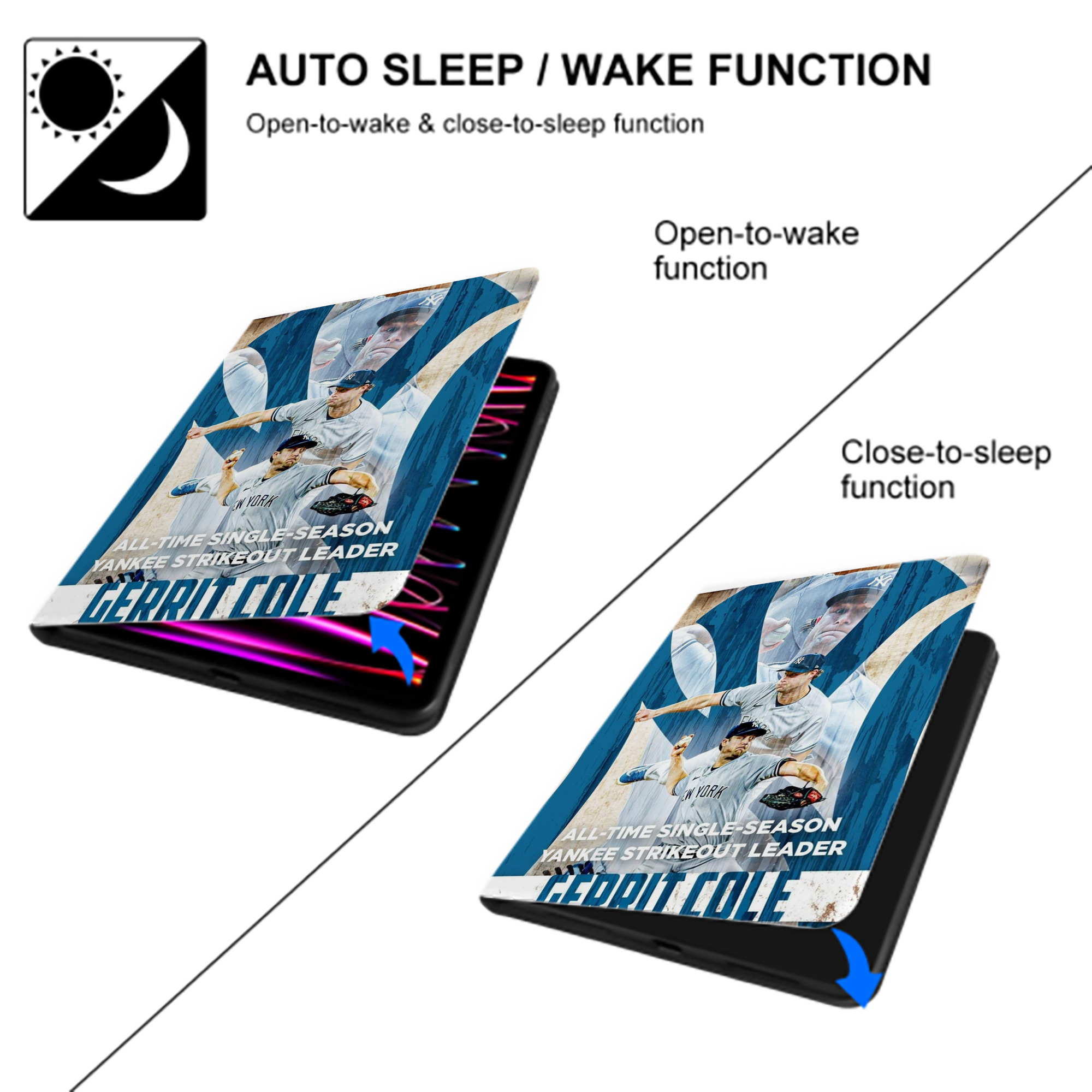 Gerrit Cole 25 Premium Tri-Fold PU Leather & Silicone IPad Case With Pencil Slot – Fits 9.5,10.5,10.9 – Adjustable Stand, Slim, Protective