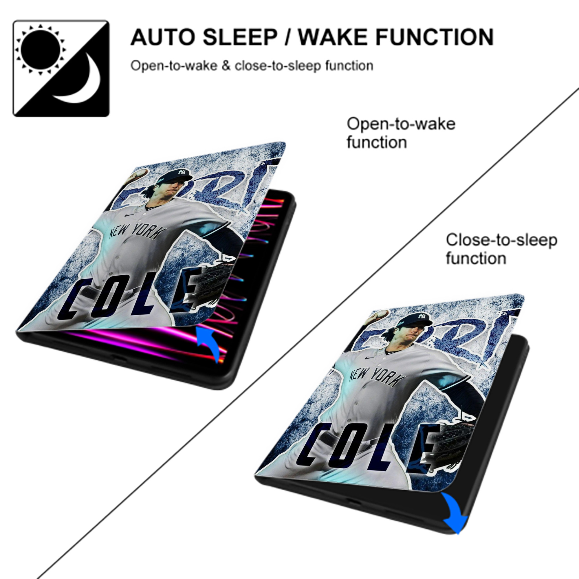 Gerrit Cole 31 Premium Tri-Fold PU Leather & Silicone IPad Case With Pencil Slot – Fits 9.5,10.5,10.9 – Adjustable Stand, Slim, Protective