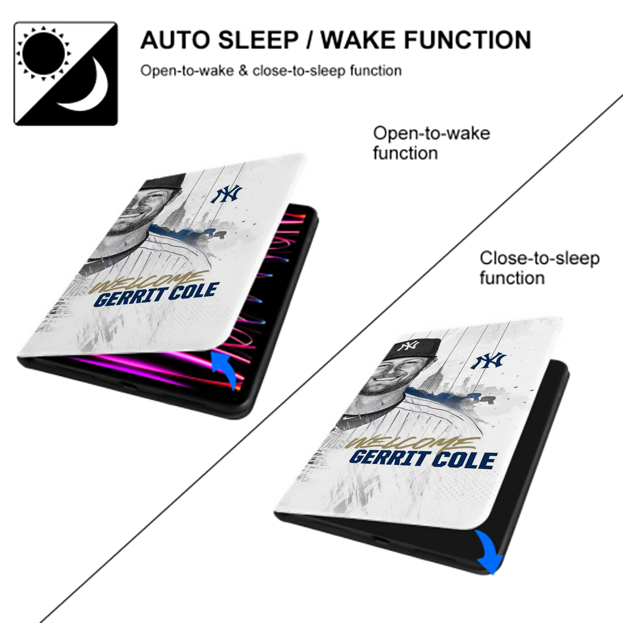 Gerrit Cole 26 IPad Book-Style Case With Pencil Slot – Slim PU & TPU Cover – Full Protection, Precise Fit, Water & Scratch Resistant