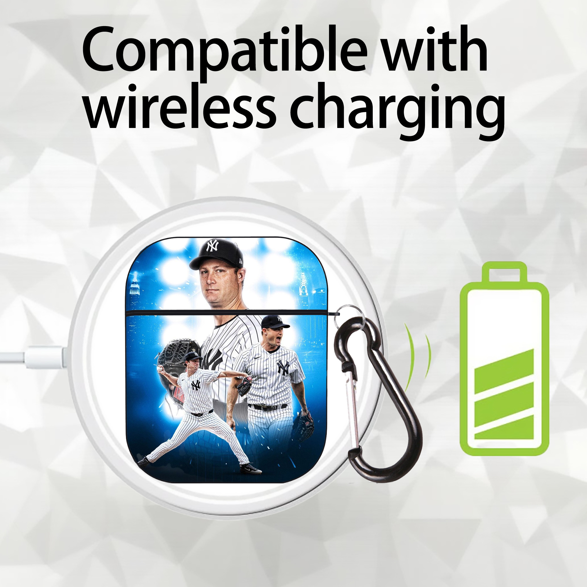 Gerrit Cole 7 AirPods 2 Case Hard Shell Black, Flexible PC Material, Precise Cutouts, Full Protection, Anti-Fingerprint, Washable, Includes Keychain – Durable & Slim Design