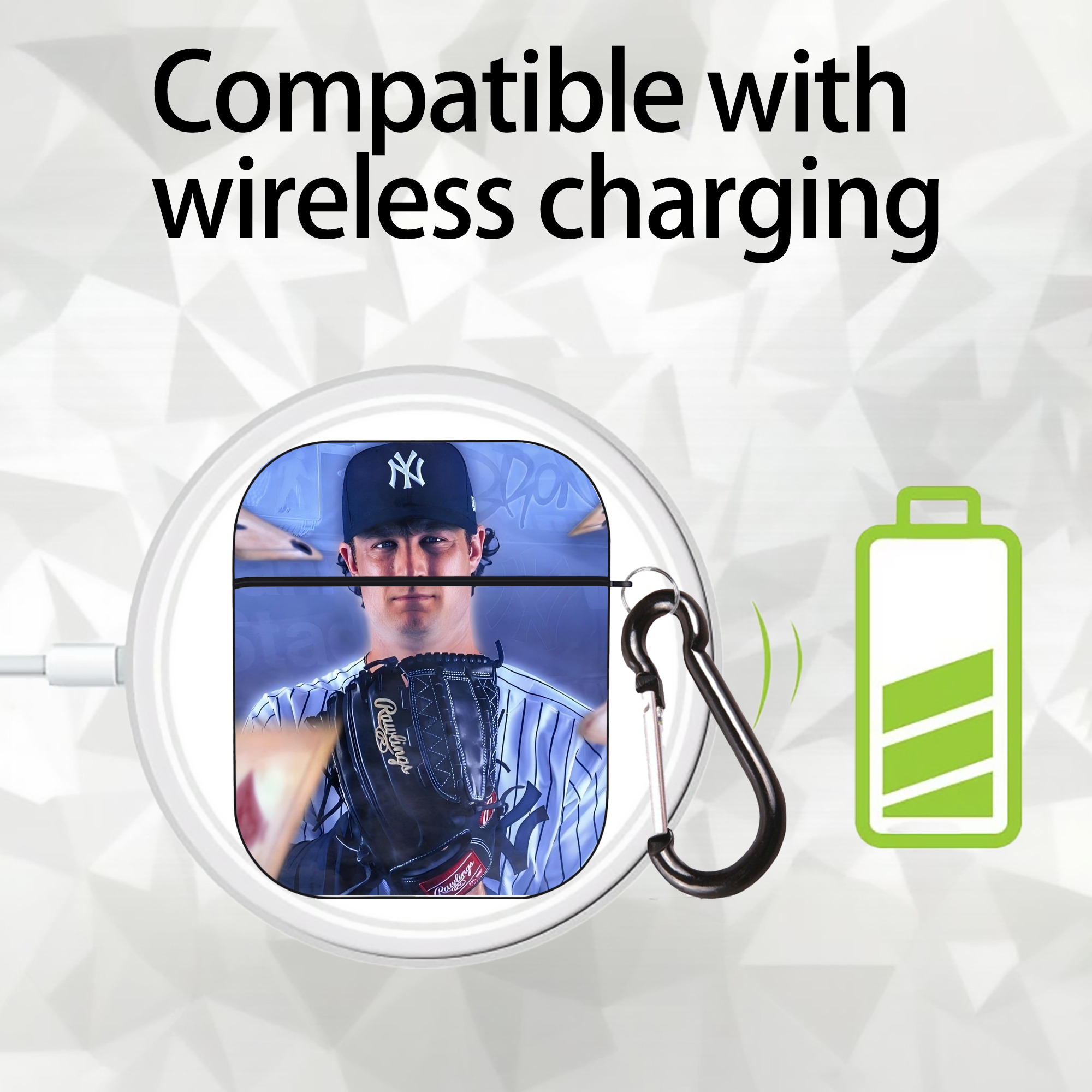 Gerrit Cole 9 AirPods 2 Case Hard Shell Black, Flexible PC Material, Precise Cutouts, Full Protection, Anti-Fingerprint, Washable, Includes Keychain – Durable & Slim Design