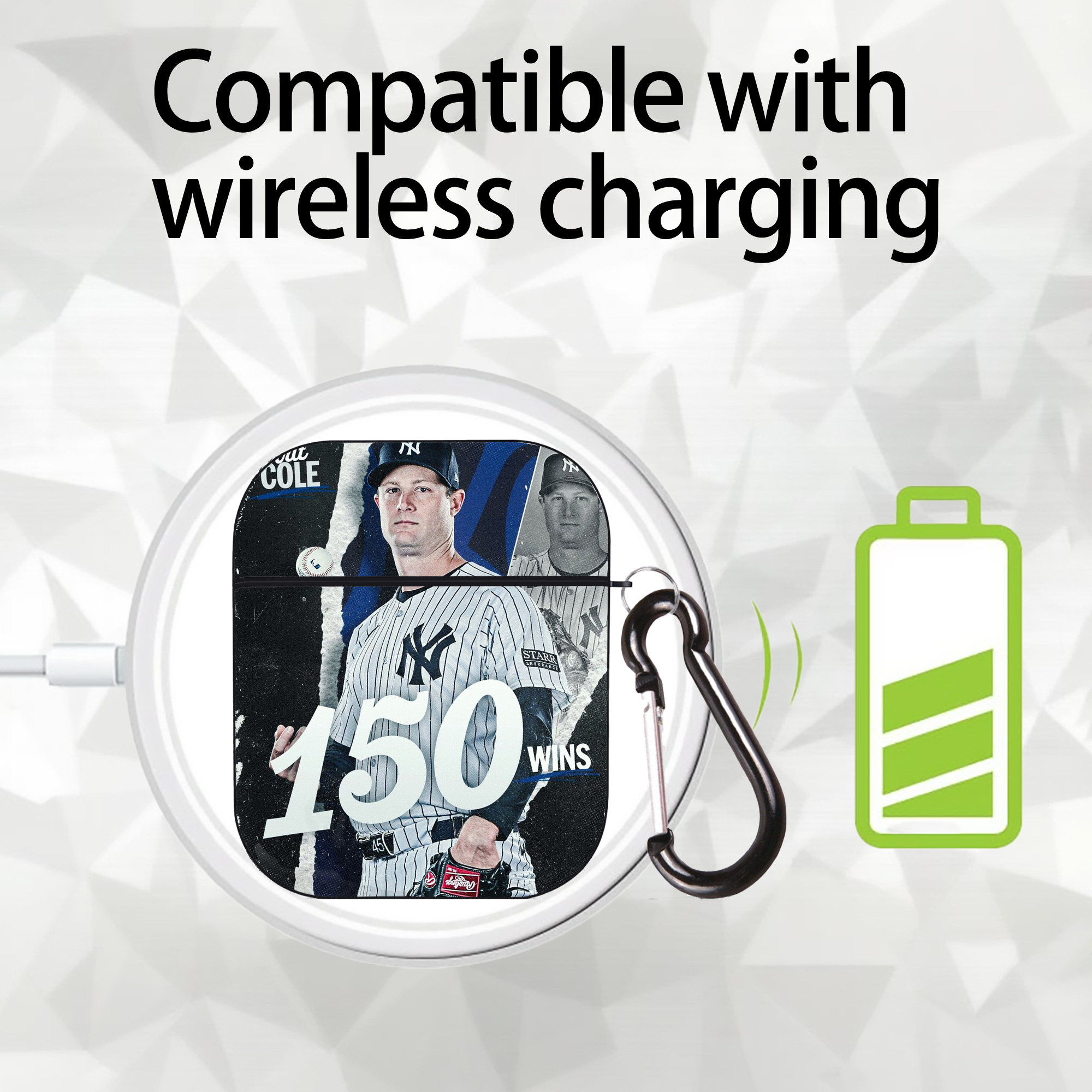 Gerrit Cole 10 AirPods 2 Case Hard Shell Black, Flexible PC Material, Precise Cutouts, Full Protection, Anti-Fingerprint, Washable, Includes Keychain – Durable & Slim Design