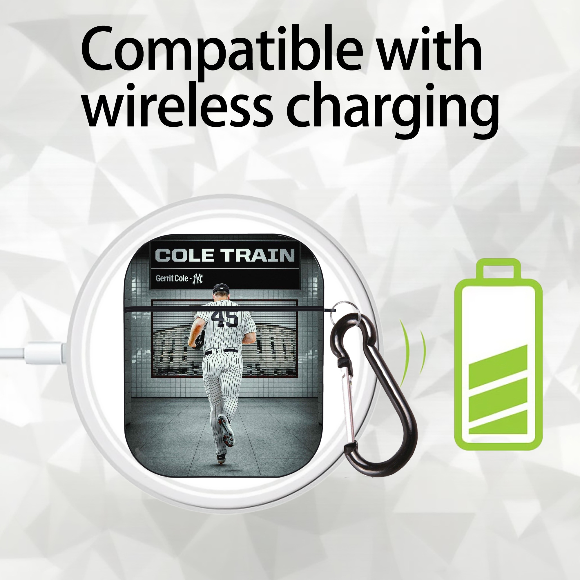 Gerrit Cole 12 AirPods 2 Case Hard Shell Black, Flexible PC Material, Precise Cutouts, Full Protection, Anti-Fingerprint, Washable, Includes Keychain – Durable & Slim Design