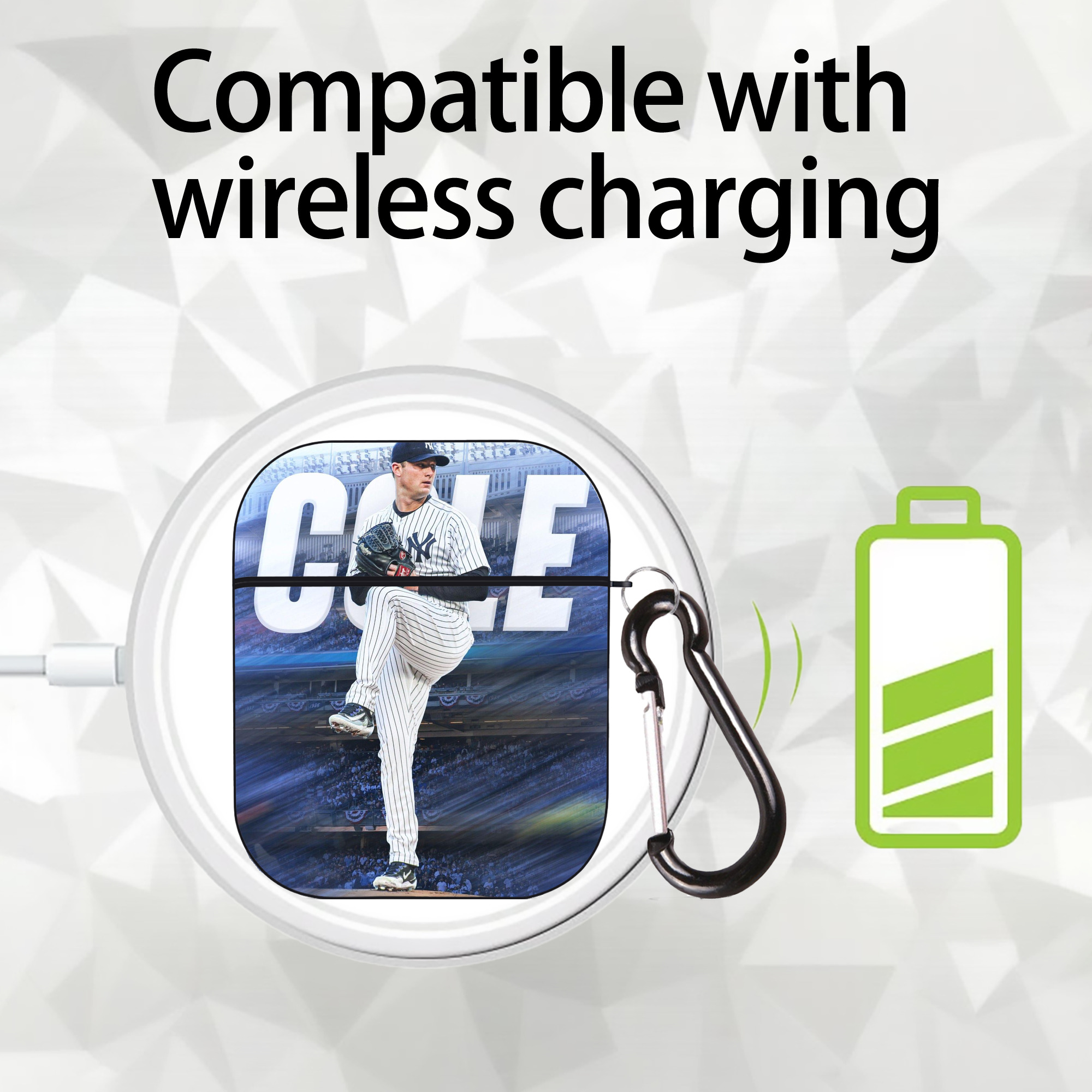 Gerrit Cole 13 AirPods 2 Case Hard Shell Black, Flexible PC Material, Precise Cutouts, Full Protection, Anti-Fingerprint, Washable, Includes Keychain – Durable & Slim Design