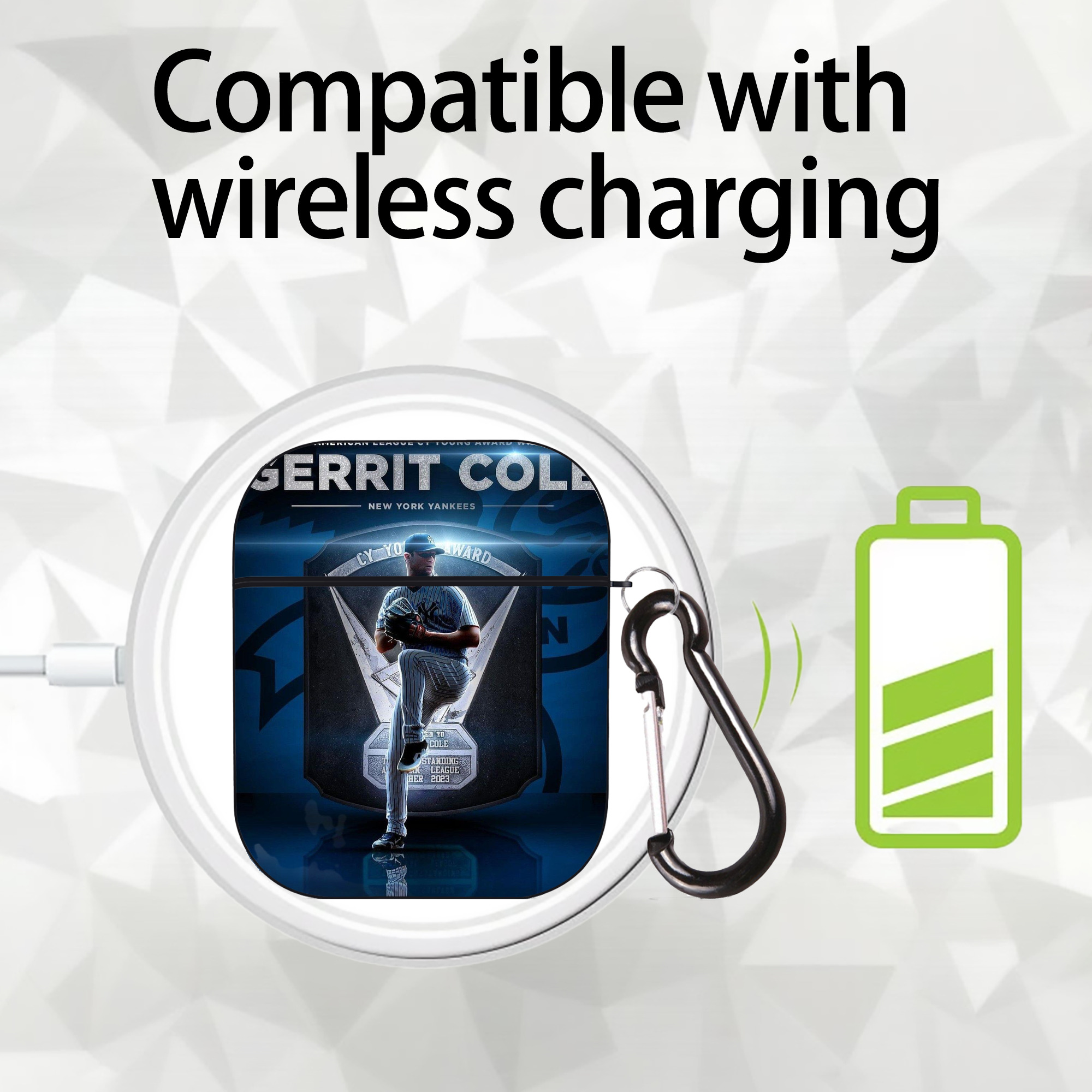 Gerrit Cole 15 AirPods 2 Case Hard Shell Black, Flexible PC Material, Precise Cutouts, Full Protection, Anti-Fingerprint, Washable, Includes Keychain – Durable & Slim Design