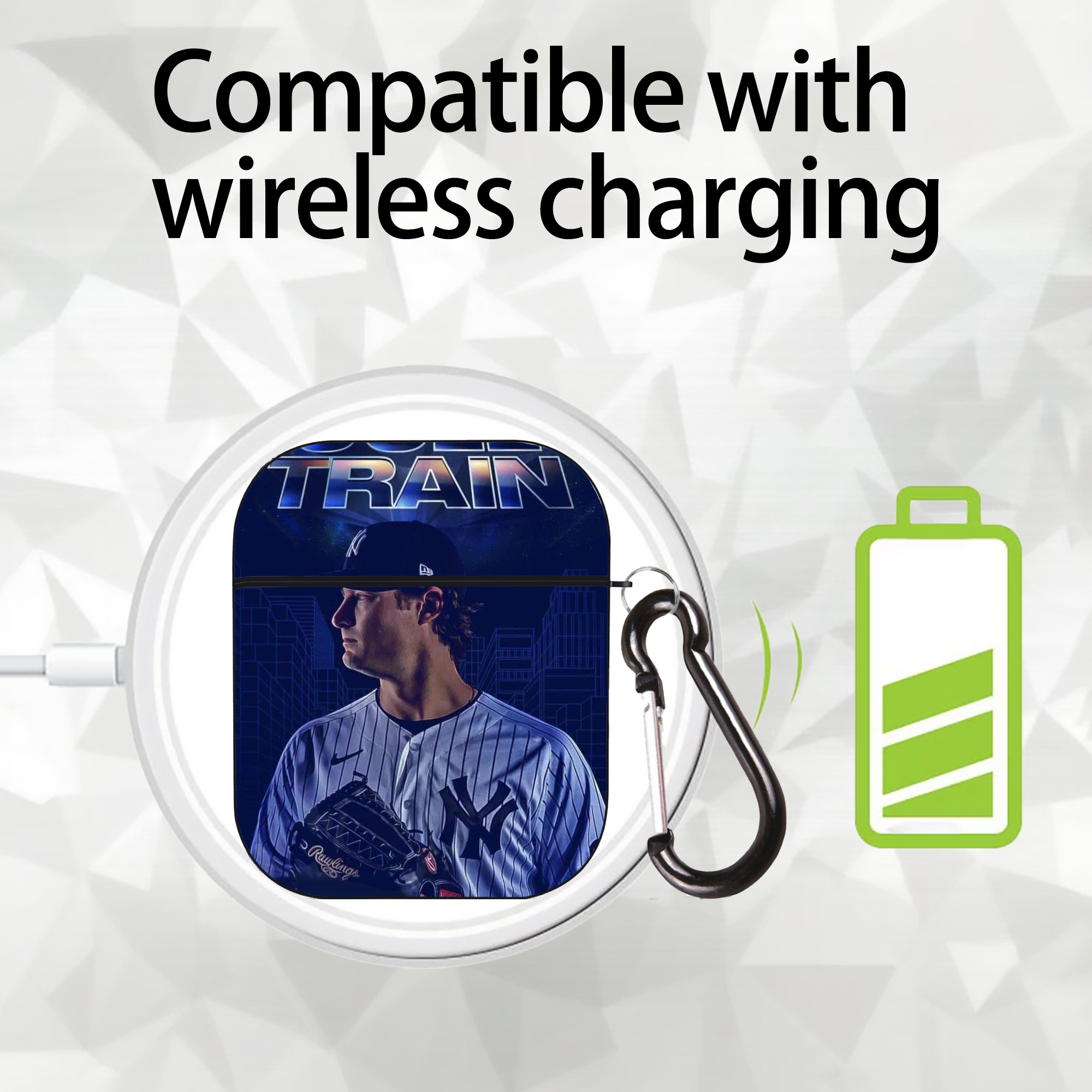 Gerrit Cole 16 AirPods 2 Case Hard Shell Black, Flexible PC Material, Precise Cutouts, Full Protection, Anti-Fingerprint, Washable, Includes Keychain – Durable & Slim Design