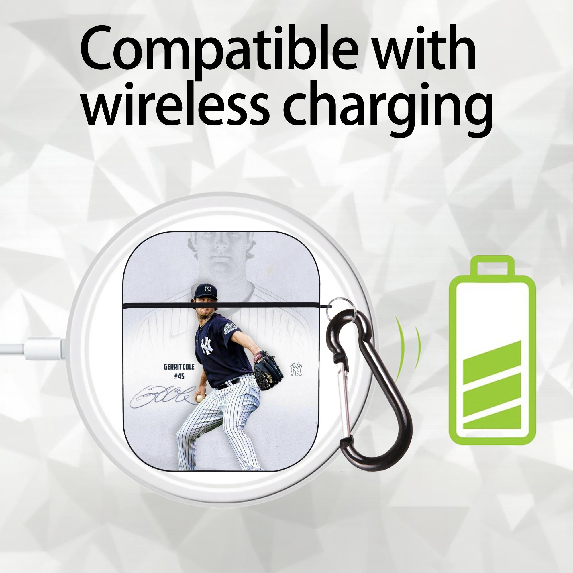 Gerrit Cole 17 AirPods 2 Case Hard Shell Black, Flexible PC Material, Precise Cutouts, Full Protection, Anti-Fingerprint, Washable, Includes Keychain – Durable & Slim Design