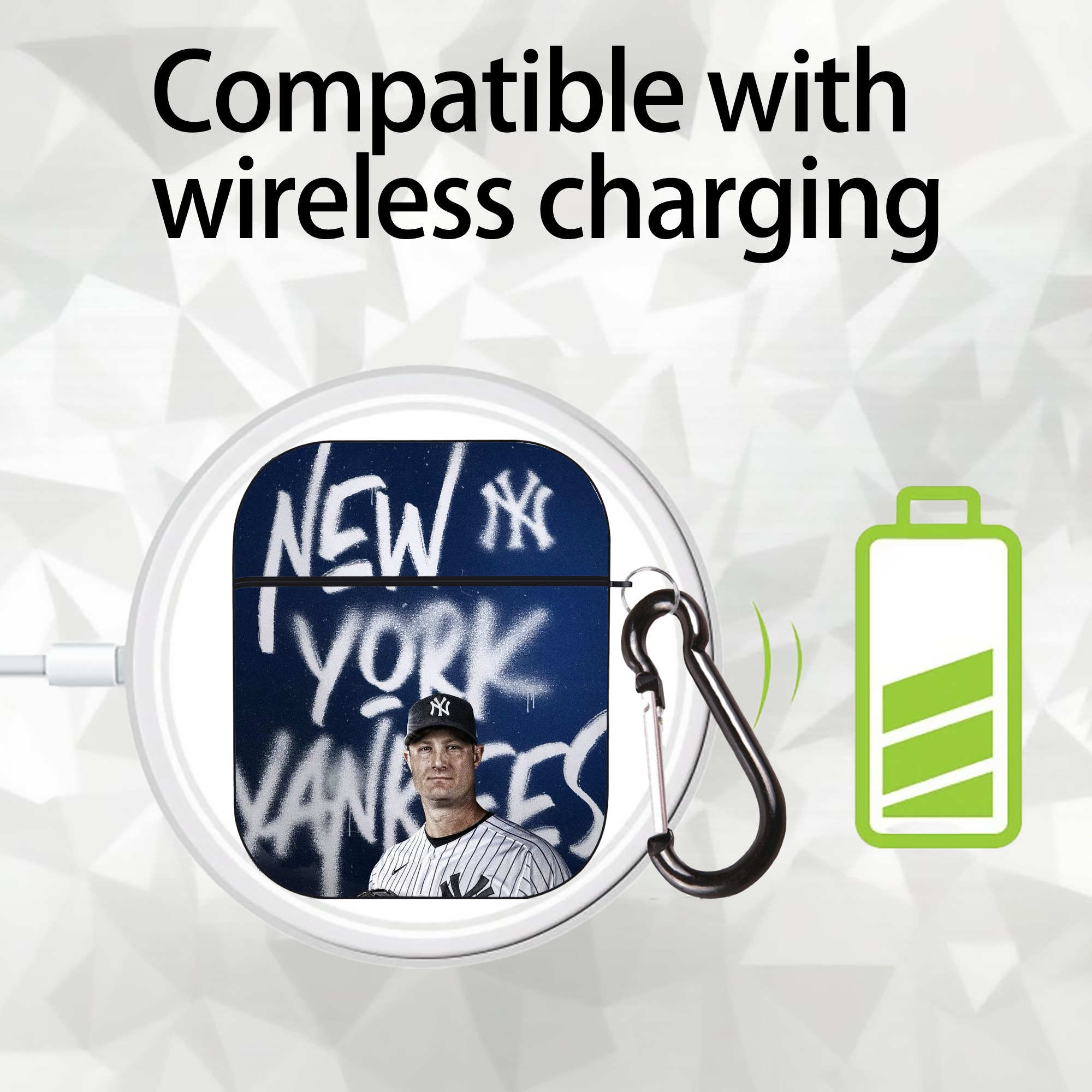 Gerrit Cole 18 AirPods 2 Case Hard Shell Black, Flexible PC Material, Precise Cutouts, Full Protection, Anti-Fingerprint, Washable, Includes Keychain – Durable & Slim Design