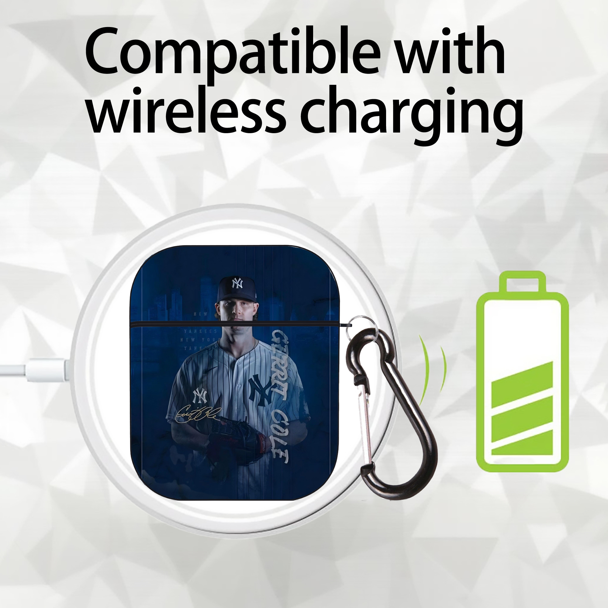 Gerrit Cole 19 AirPods 2 Case Hard Shell Black, Flexible PC Material, Precise Cutouts, Full Protection, Anti-Fingerprint, Washable, Includes Keychain – Durable & Slim Design