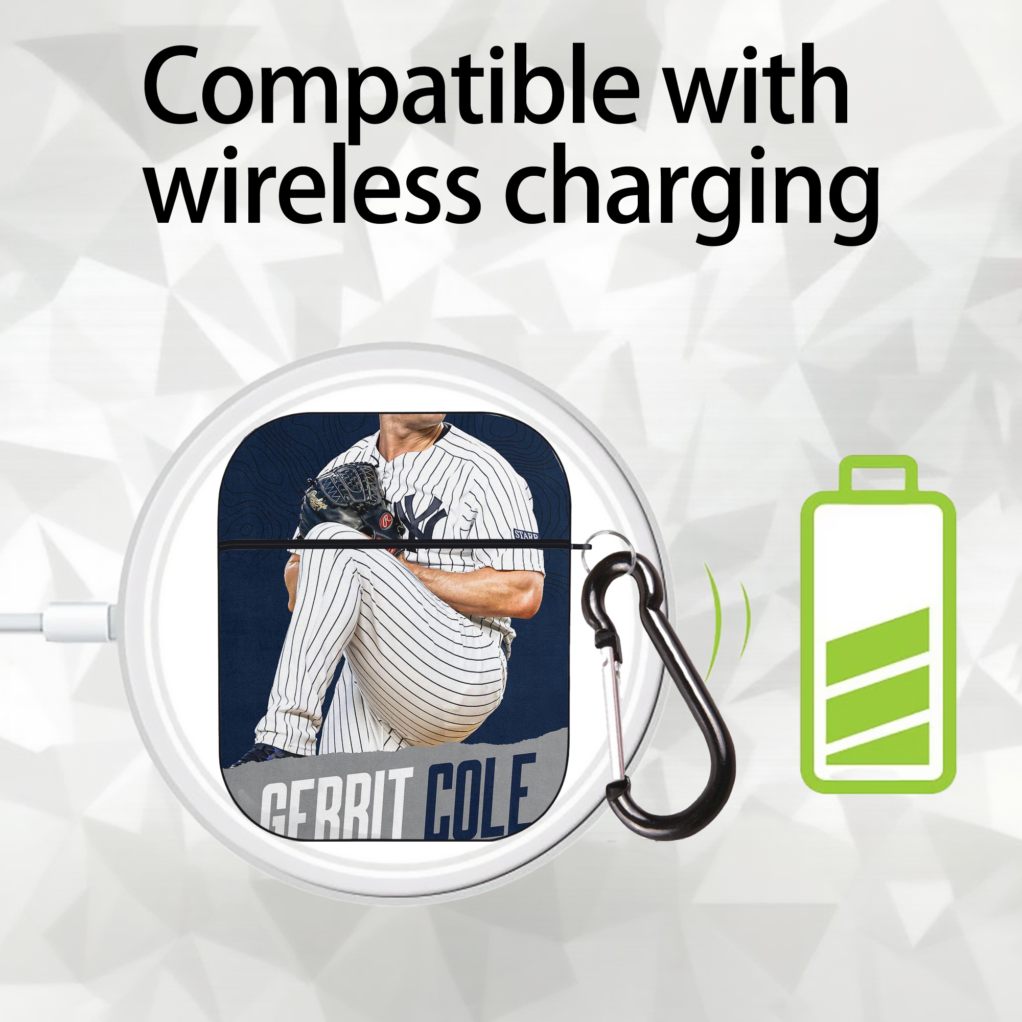 Gerrit Cole 22 AirPods 2 Case Hard Shell Black, Flexible PC Material, Precise Cutouts, Full Protection, Anti-Fingerprint, Washable, Includes Keychain – Durable & Slim Design